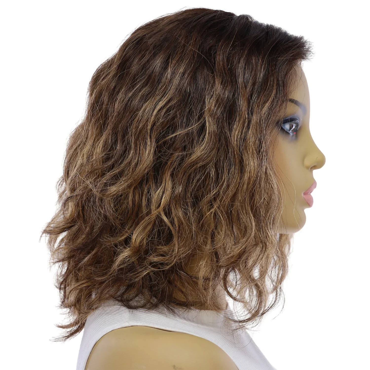 12" Divine Lace Top Topper Dark Brown Balayage Wavy - Image 2
