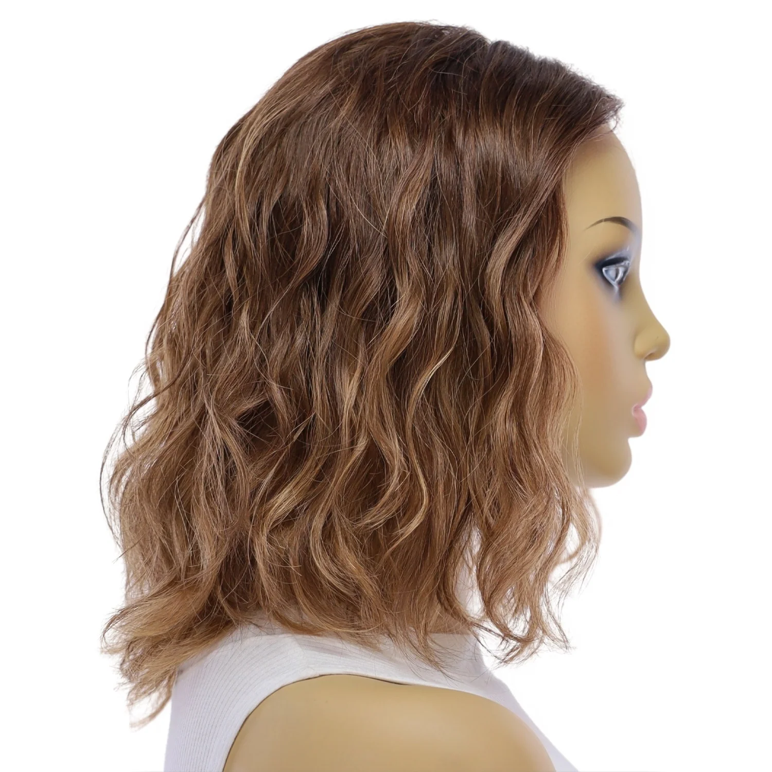 12" Divine Lace Top Topper Medium Brown Balayage Wavy - Image 2