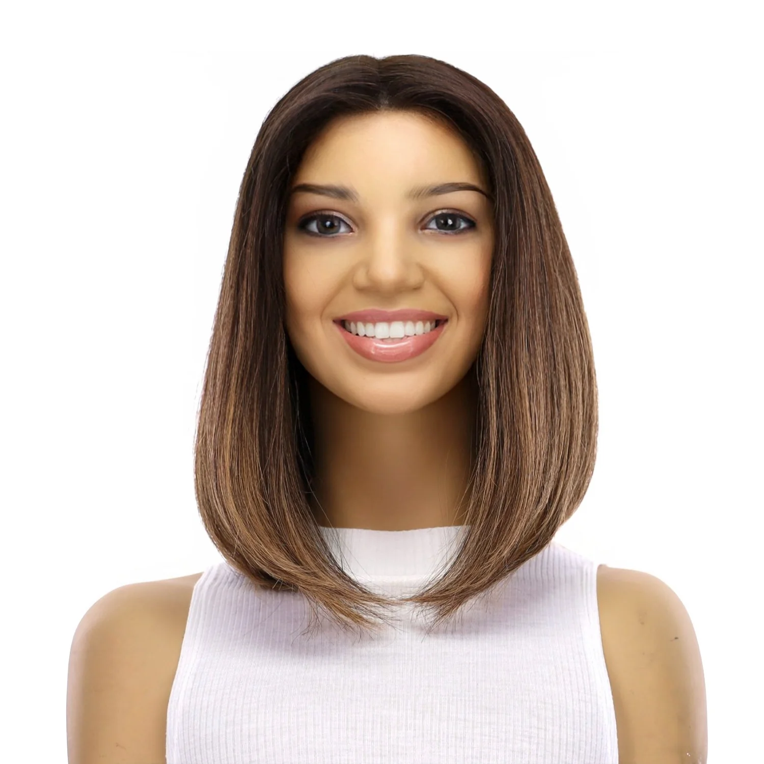 12" Divine Lace Top Wig Dark Brown Balayage - Image 2