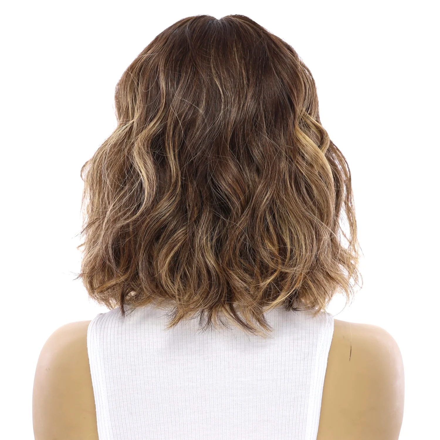 12" Divine Lace Top Wig Dark Brown Balayage Wavy - Image 3