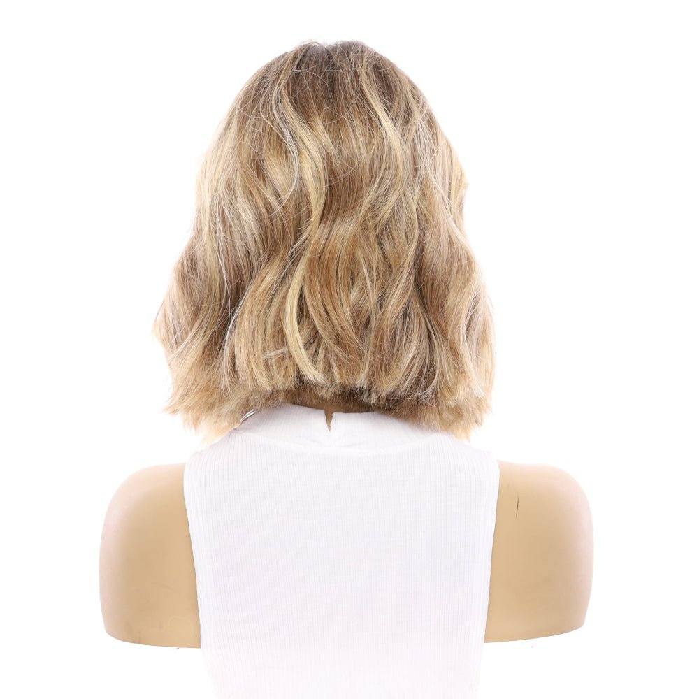 12" Divine Luxe Lace Top Wig Light Brown w/ Blonde Balayage, Face Framing & Partial Rooting - Image 3