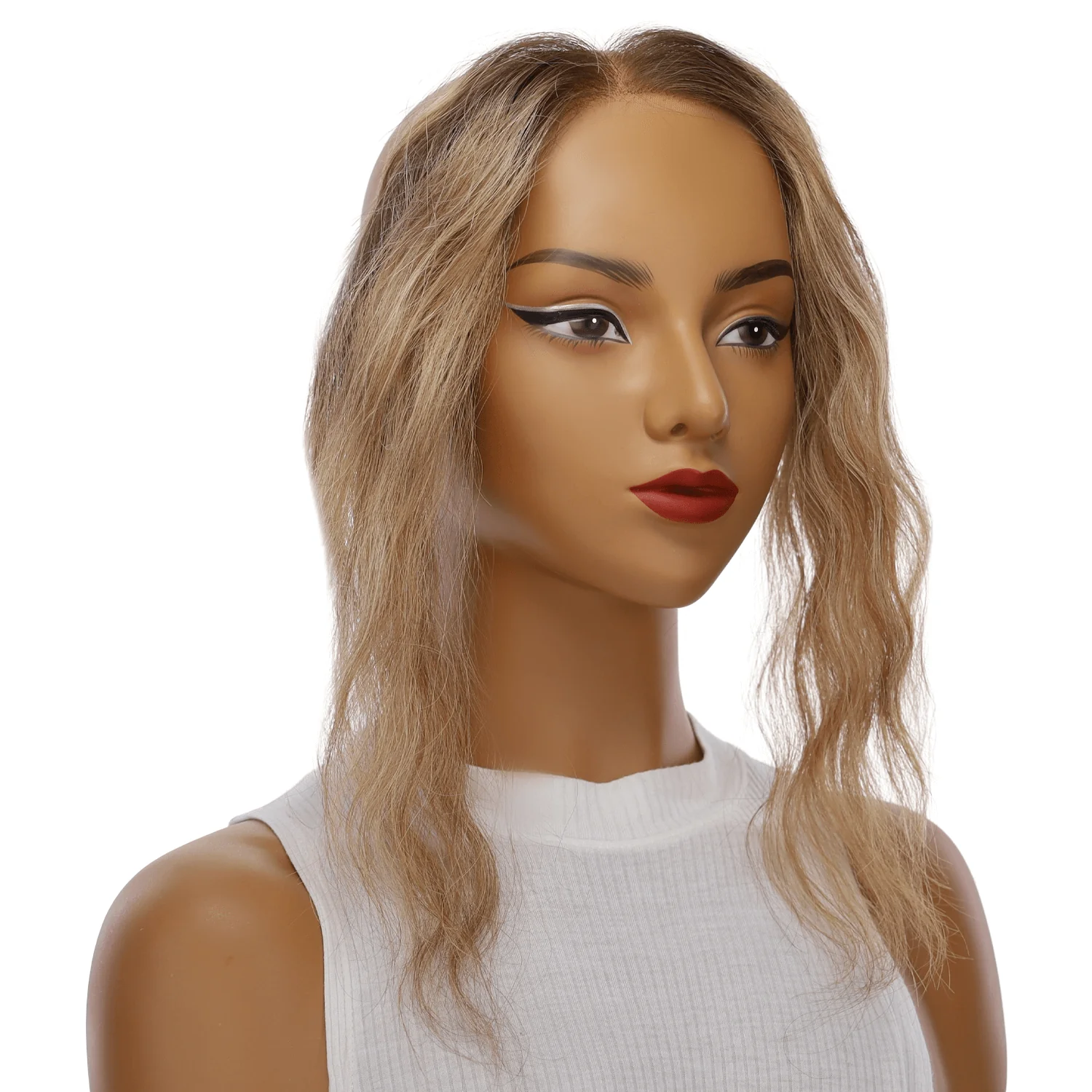 12" Hairline Topper #Medium Blonde w/ Highlights Wavy