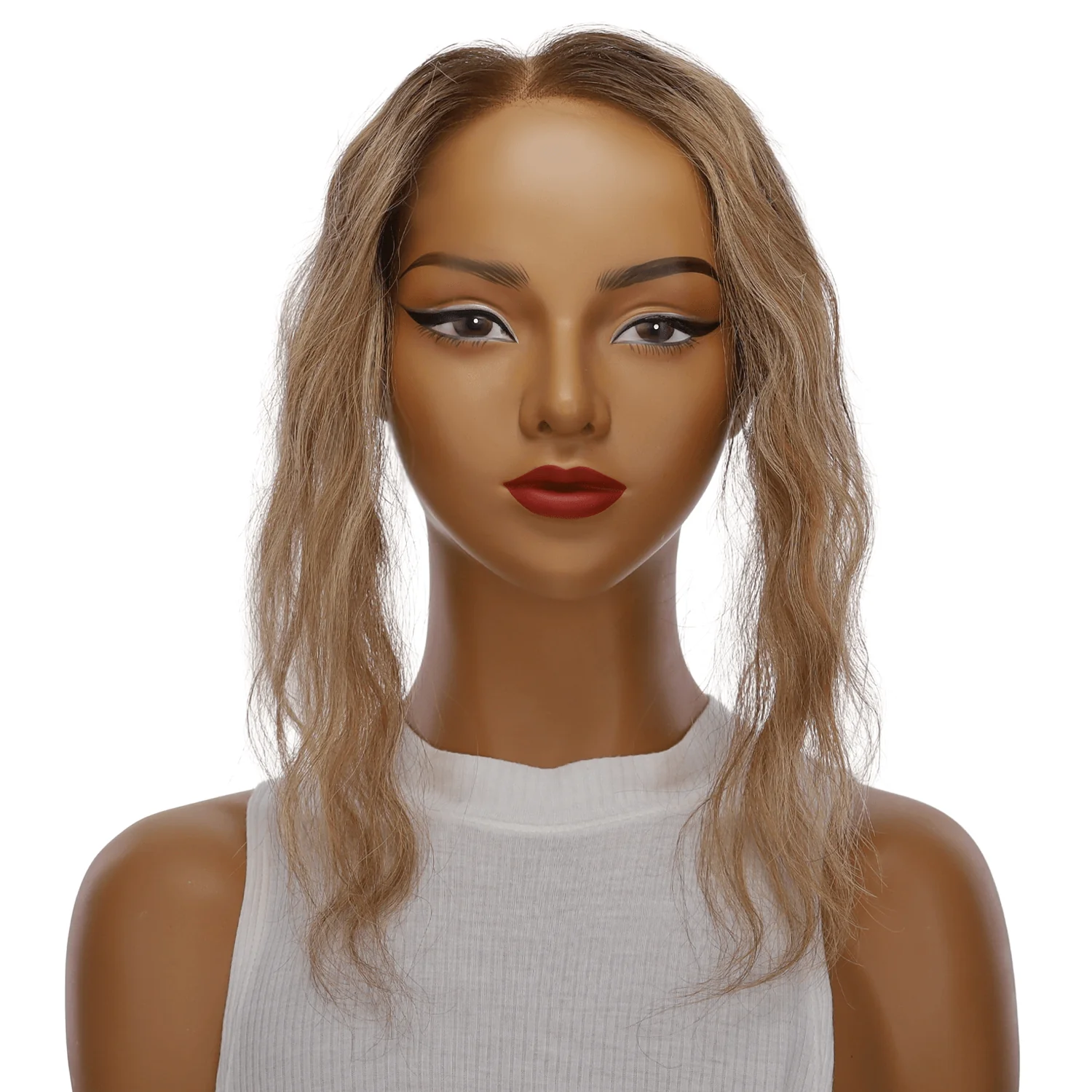 12" Hairline Topper #Medium Blonde w/ Highlights Wavy - Image 2