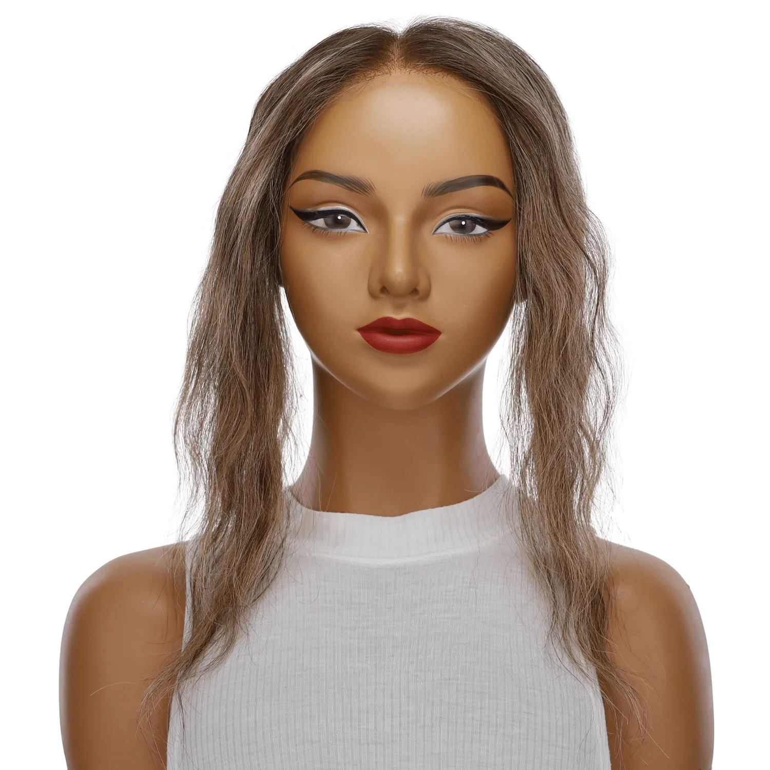 12" Hairline Topper #Medium Brown w/ Highlights Wavy - Image 2