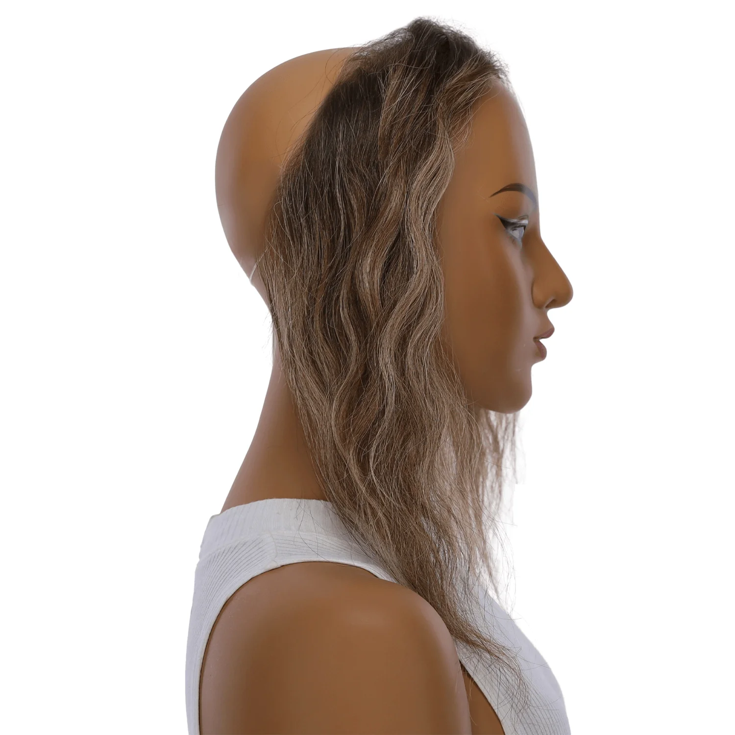 12" Hairline Topper #Medium Brown w/ Highlights Wavy - Image 3