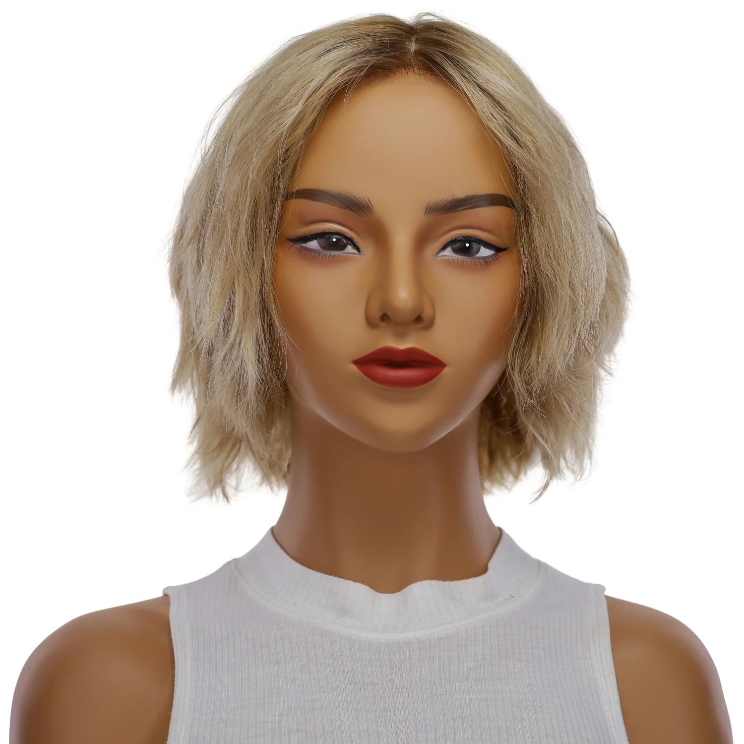 12" Halle Silk Top Wig Ash Blonde Wavy - Image 2