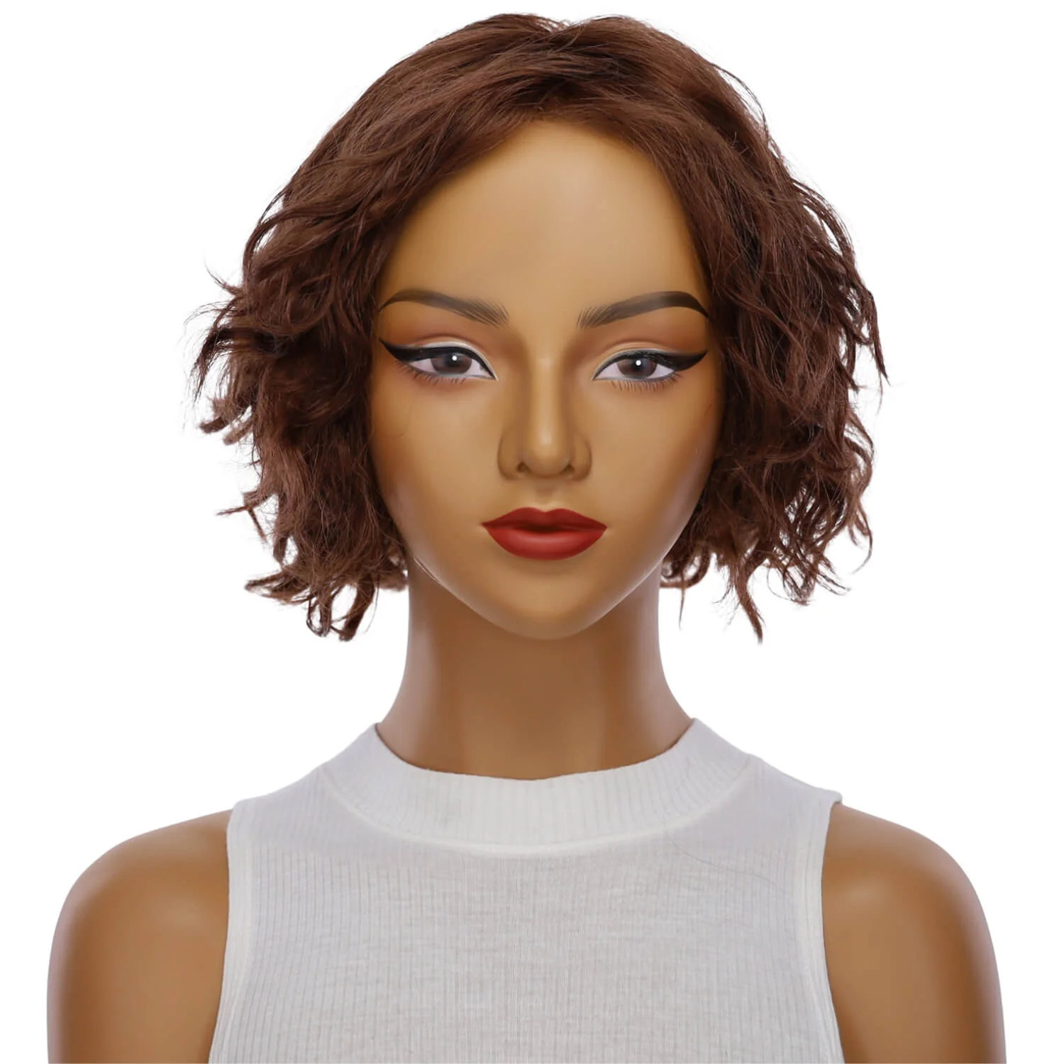 12" Halle Silk Top Wig Auburn Wavy - Image 2