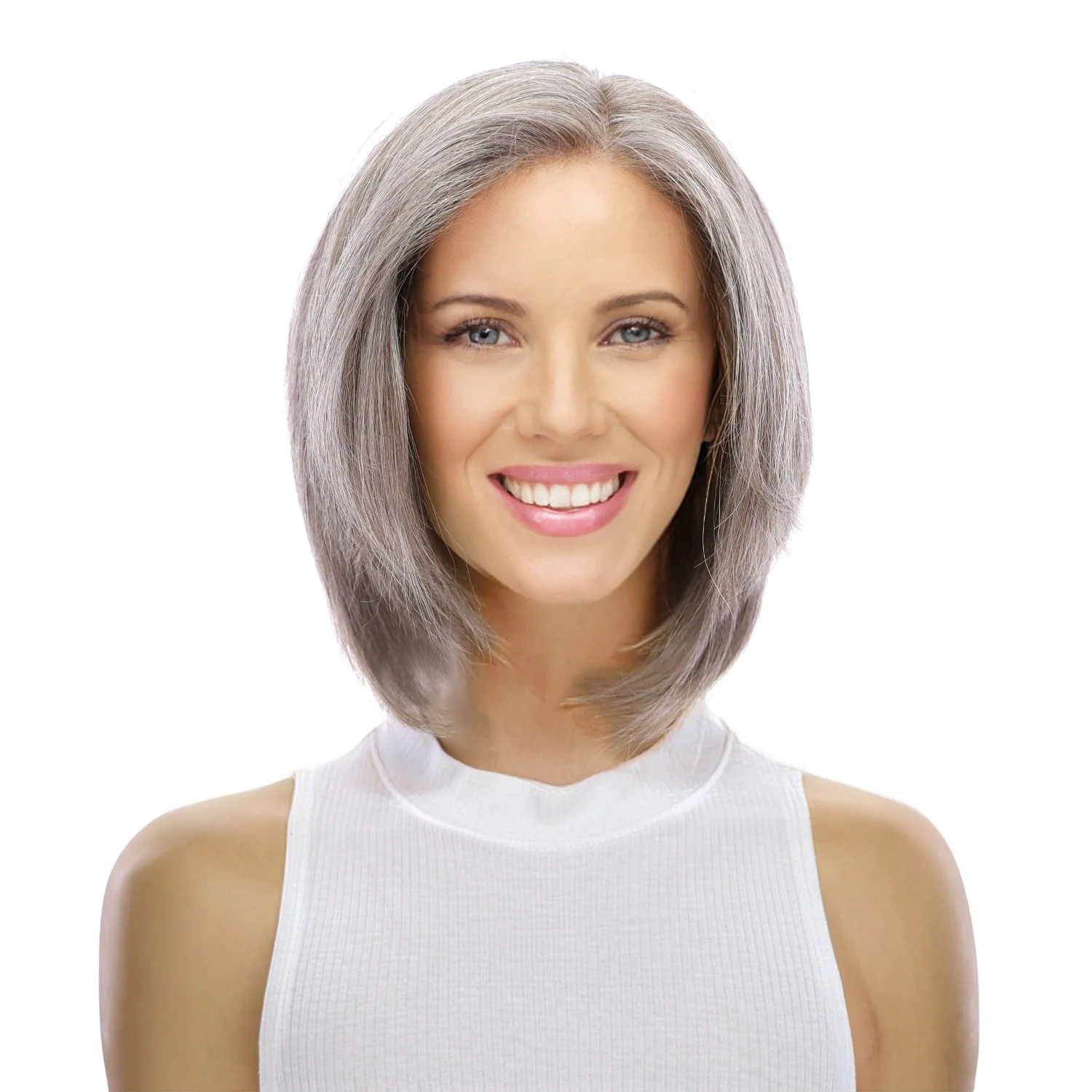 12" Halle Silk Top Wig Champagne Grey - Image 2