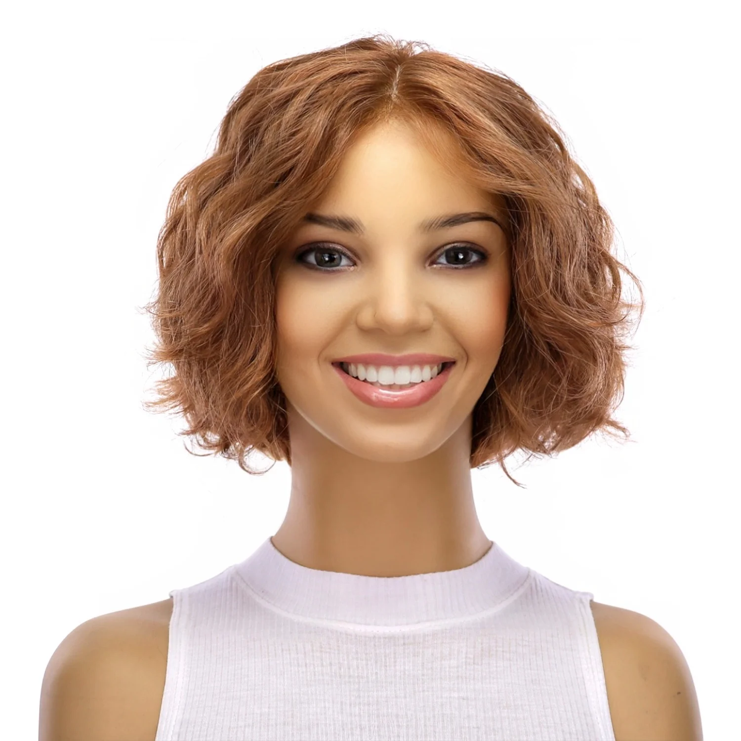 12" Halle Silk Top Wig Copper Wavy - Image 2