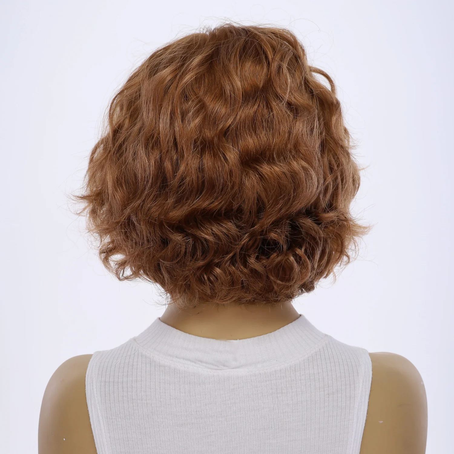 12" Halle Silk Top Wig Copper Wavy - Image 3