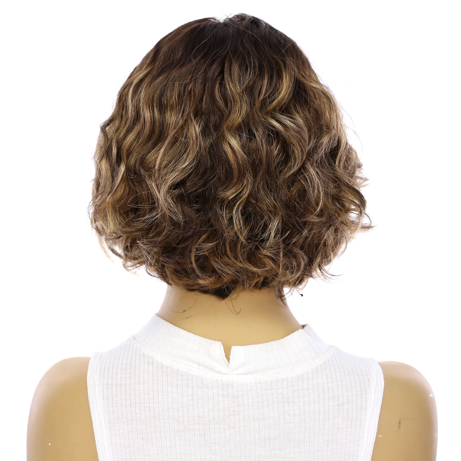 12" Halle Silk Top Wig Dark Brown Balayage Wavy - Image 3