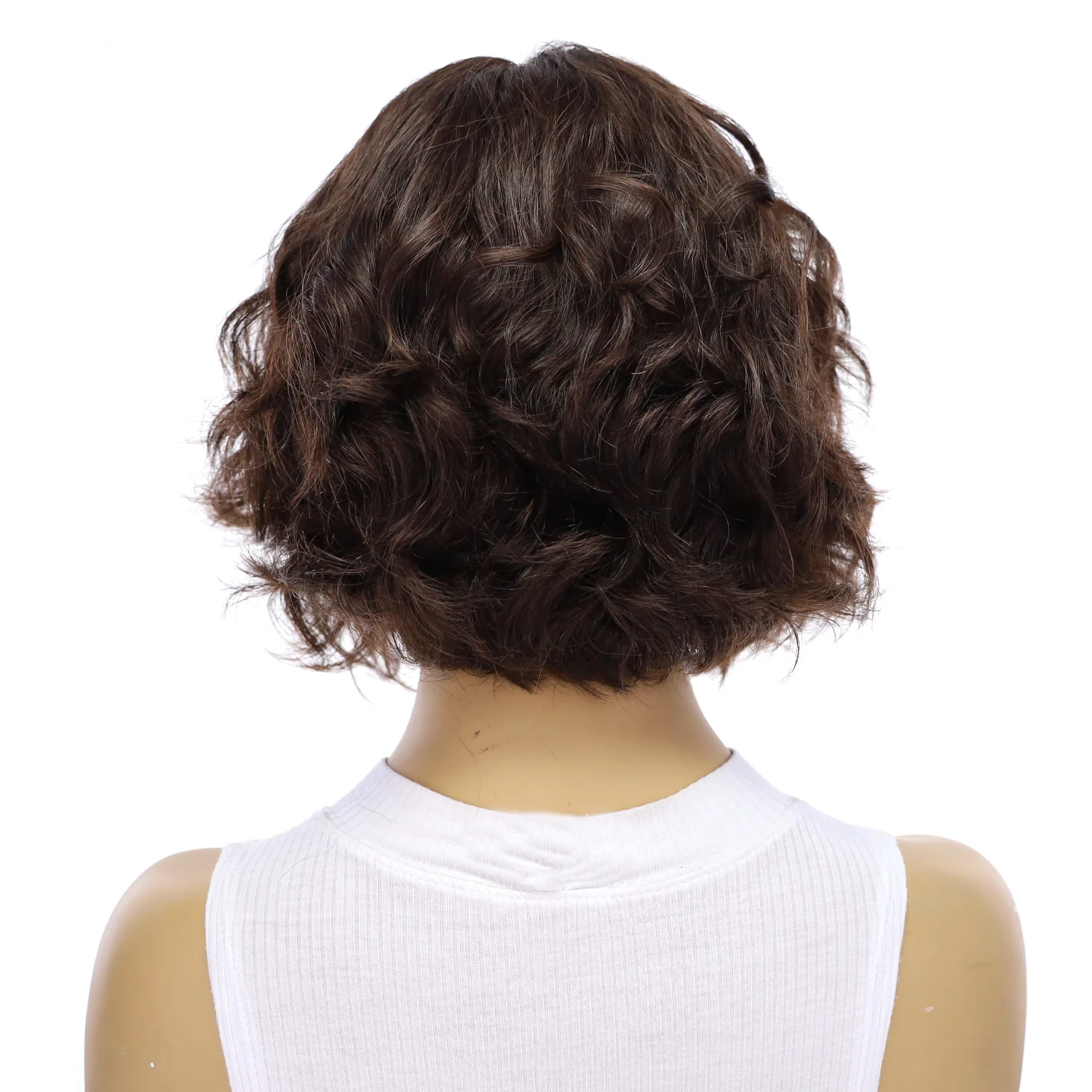 12" Halle Silk Top Wig Dark Brown Wavy - Image 3