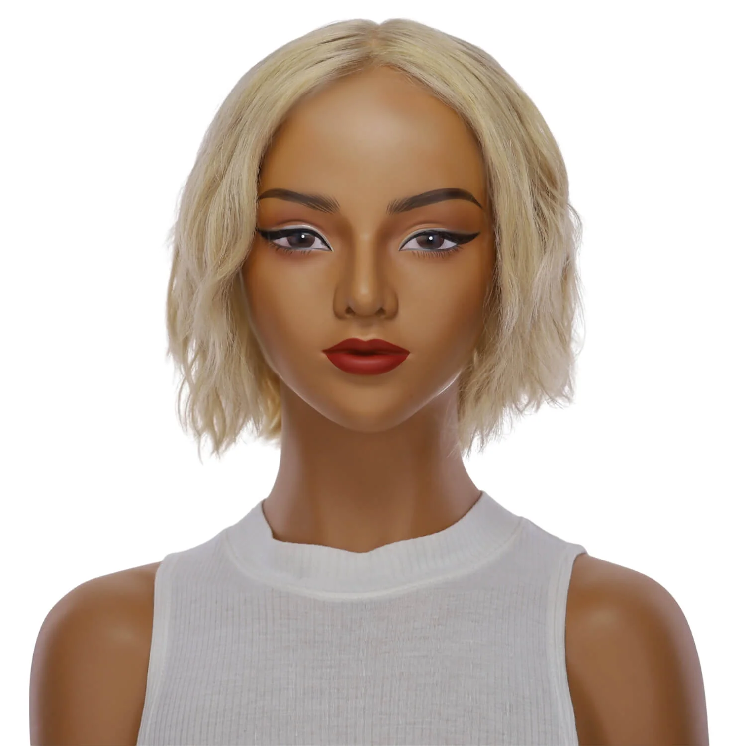 12" Halle Silk Top Wig Golden Blonde w/ No Rooting Wavy - Image 2