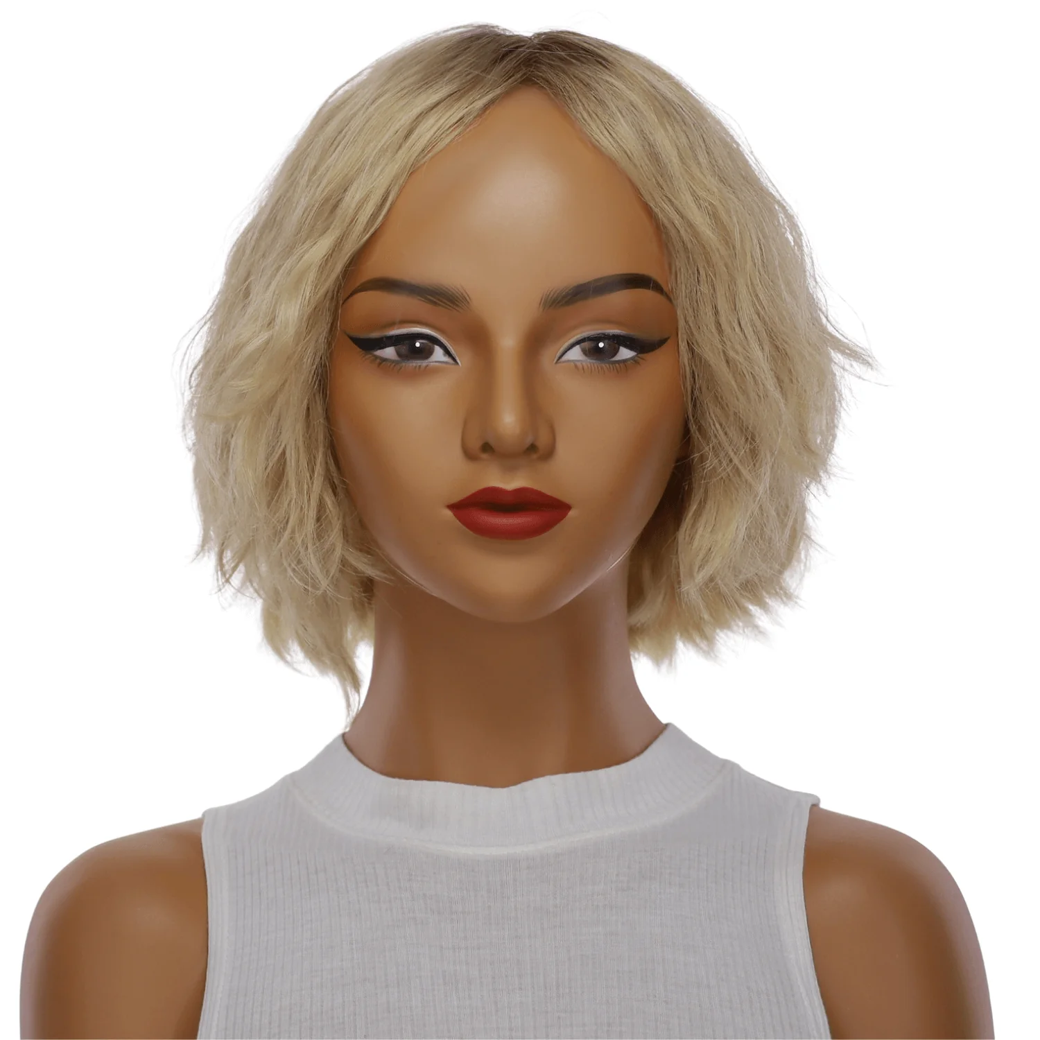 12" Halle Silk Top Wig Golden Blonde Wavy - Image 2