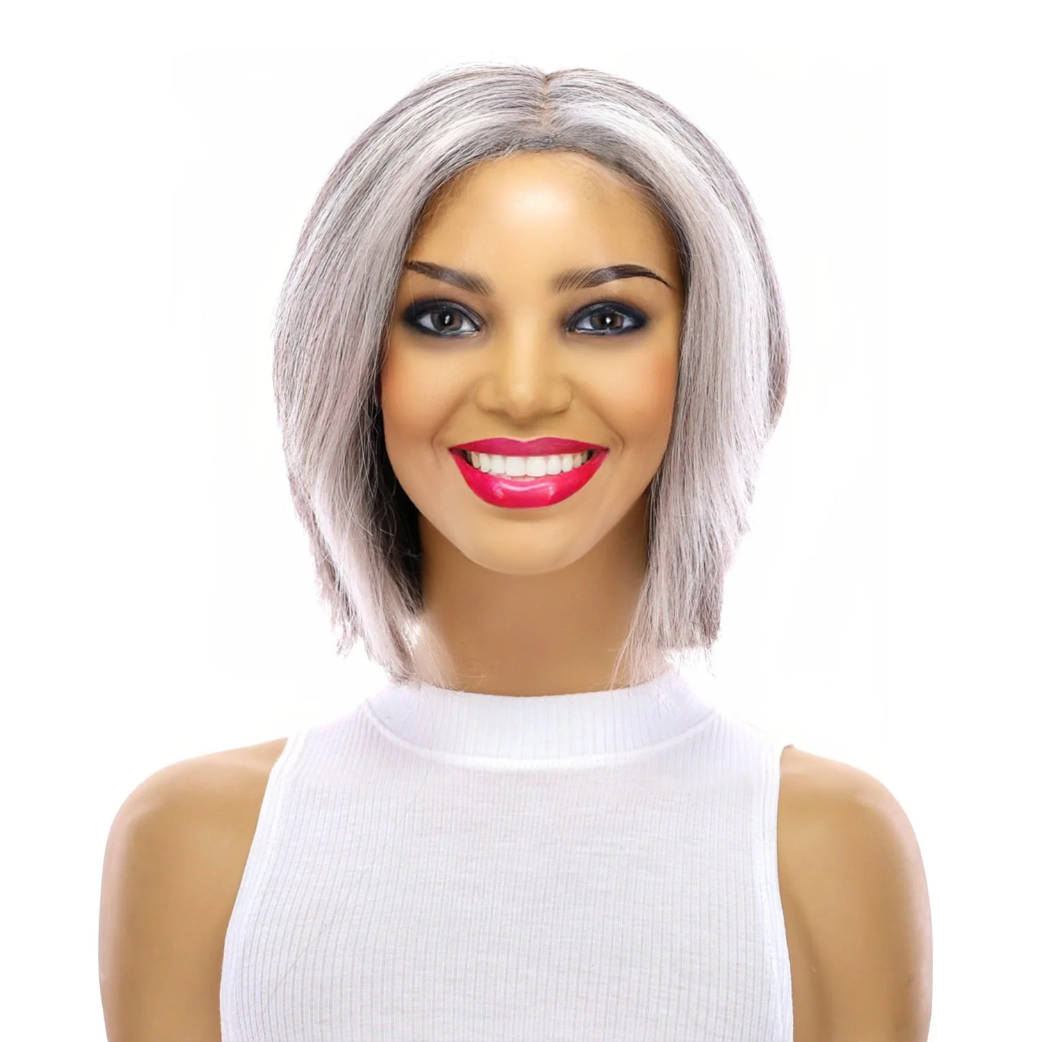 12" Halle Silk Top Wig Silver Fox - Image 2