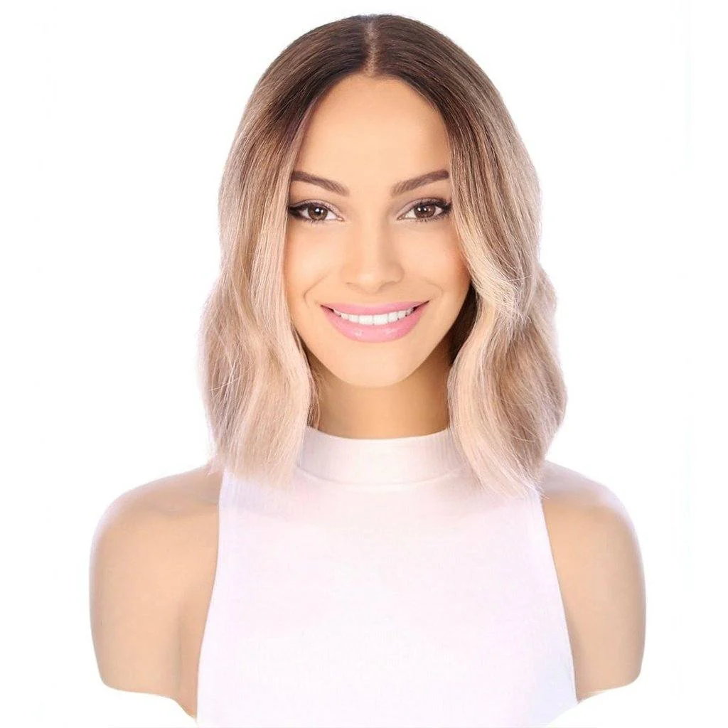 12" Divine Luxe Lace Top Wig #Light Brown w/ Blonde Balayage & Full Rooting - Image 3