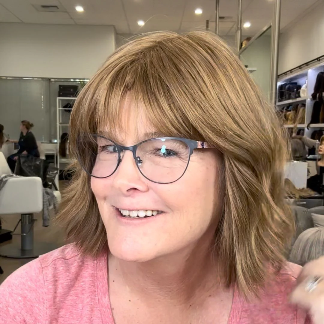 12" Layered Luxe Bob Silk Top Wig #12 Warm Light Brown w/ Bangs - Image 3