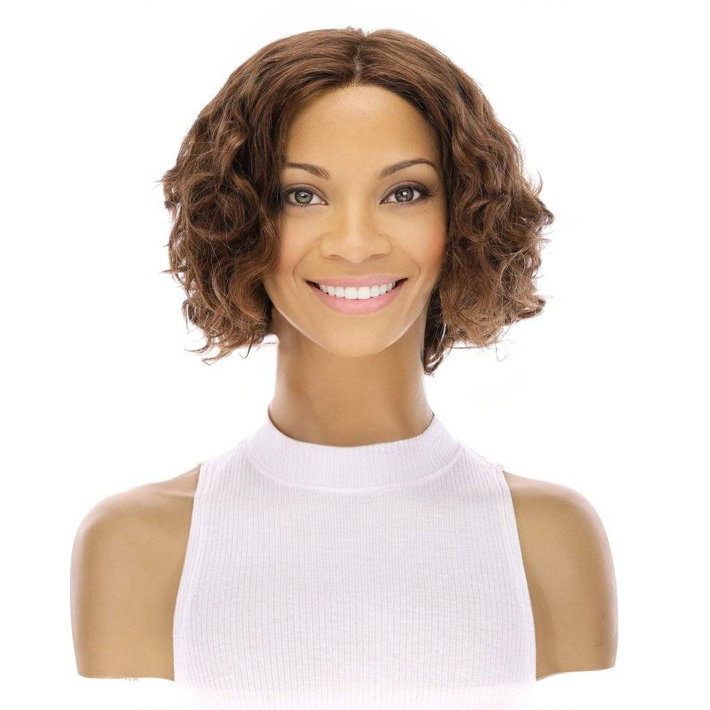 12" Luxe Pixie Silk Top Wig #10 Neutral Light Brown Wavy - Image 2