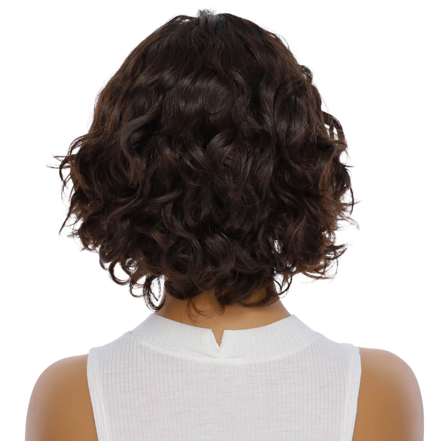 12" Luxe Pixie Silk Top Wig #4 Dark Brown Wavy - Image 3