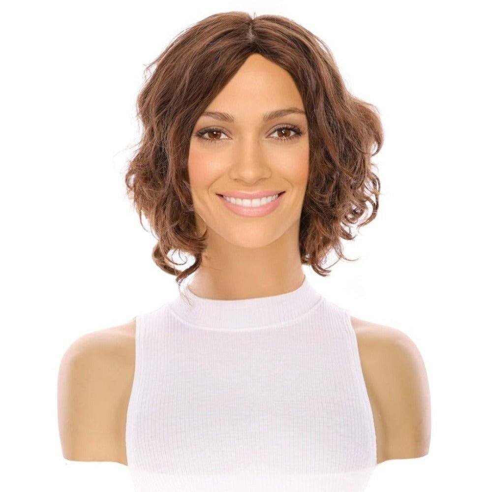 12" Luxe Pixie Silk Top Wig #6 Neutral Medium Brown Wavy - Image 2