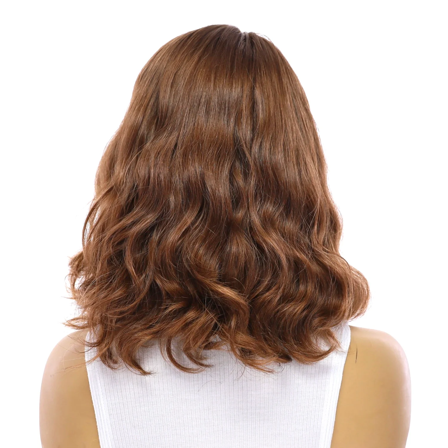 13" Luxe Bob Silk Top Wig #10 Neutral Light Brown Wavy - Image 3