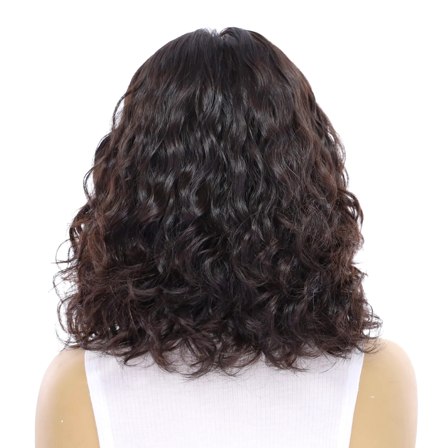 13" Luxe Bob Silk Top Wig #1B Black Wavy - Image 3