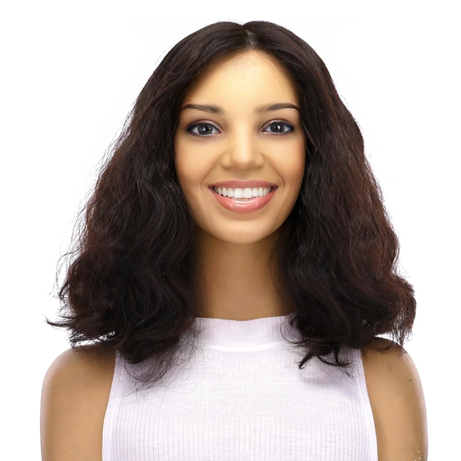 13" Luxe Bob Silk Top Wig #2 Neutral Dark Brown Wavy - Image 2