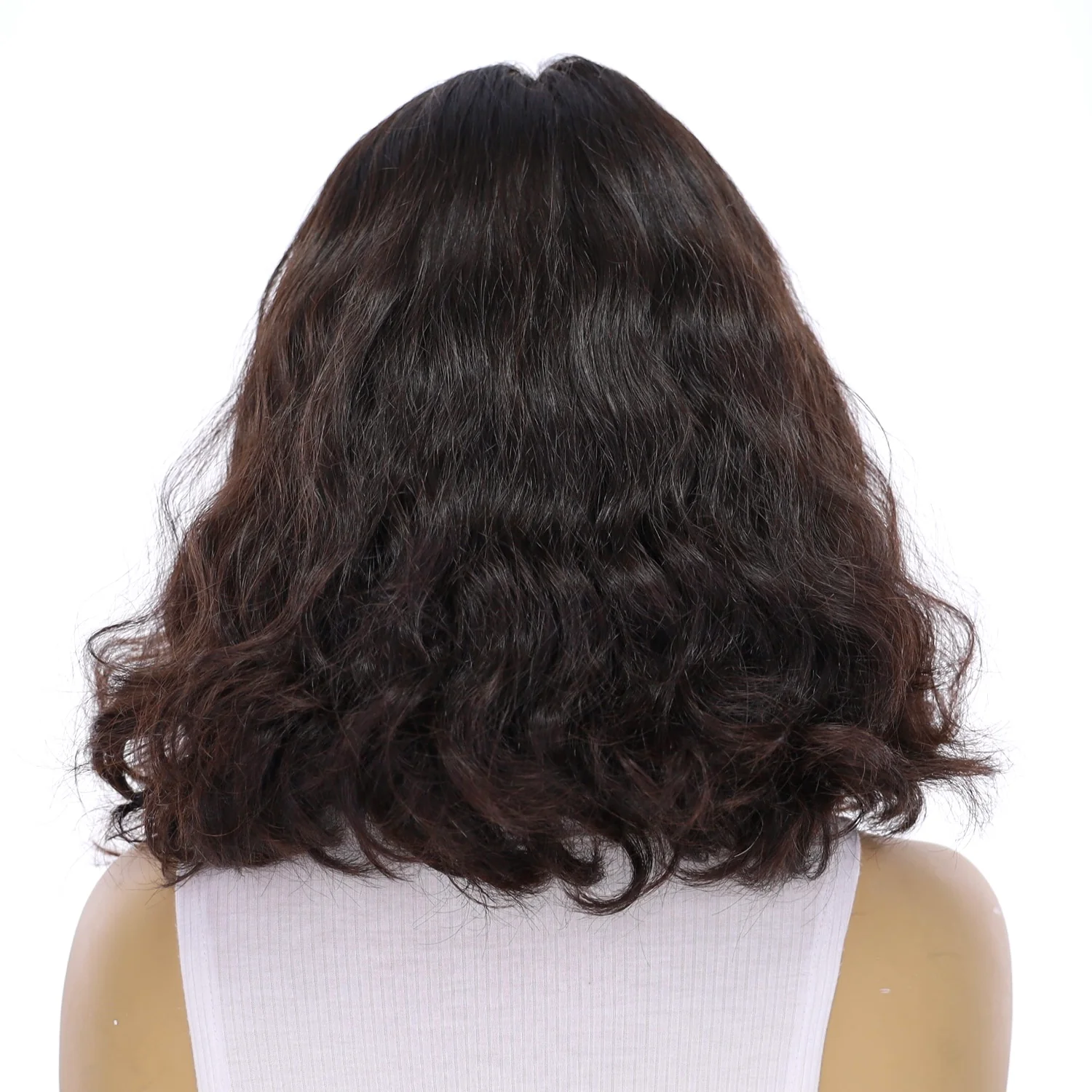 13" Luxe Bob Silk Top Wig #2 Neutral Dark Brown Wavy - Image 3