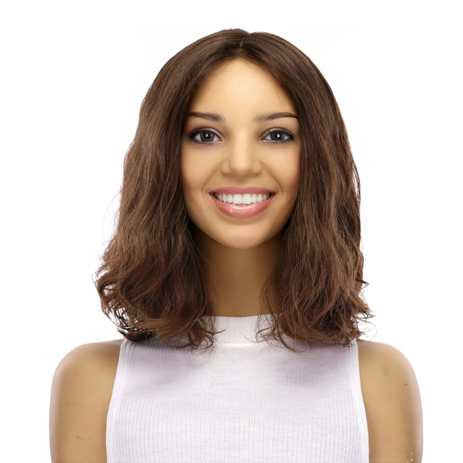13" Luxe Bob Silk Top Wig #6 Neutral Medium Brown Wavy - Image 2