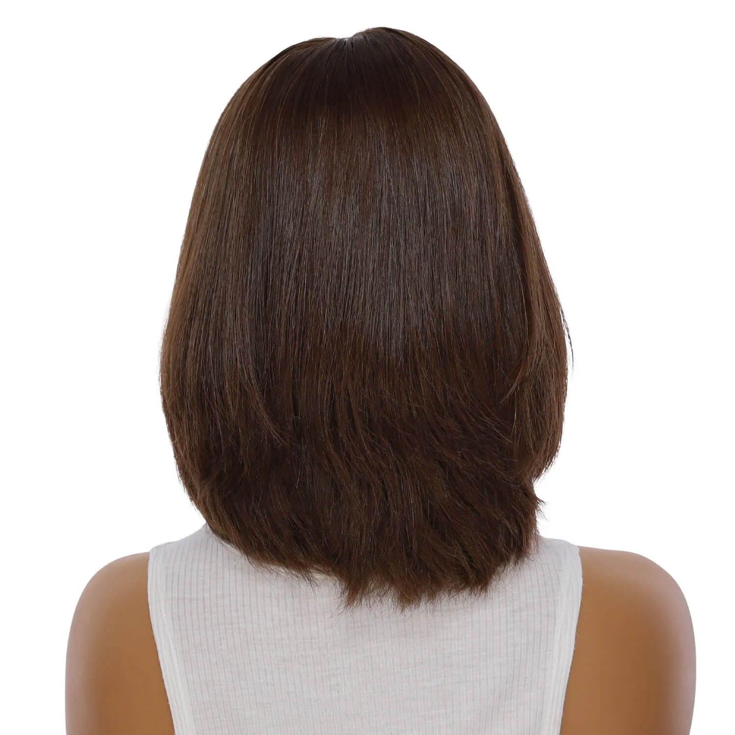 13" Luxe Bob Silk Top Wig #8 Warm Medium Brown - Image 3