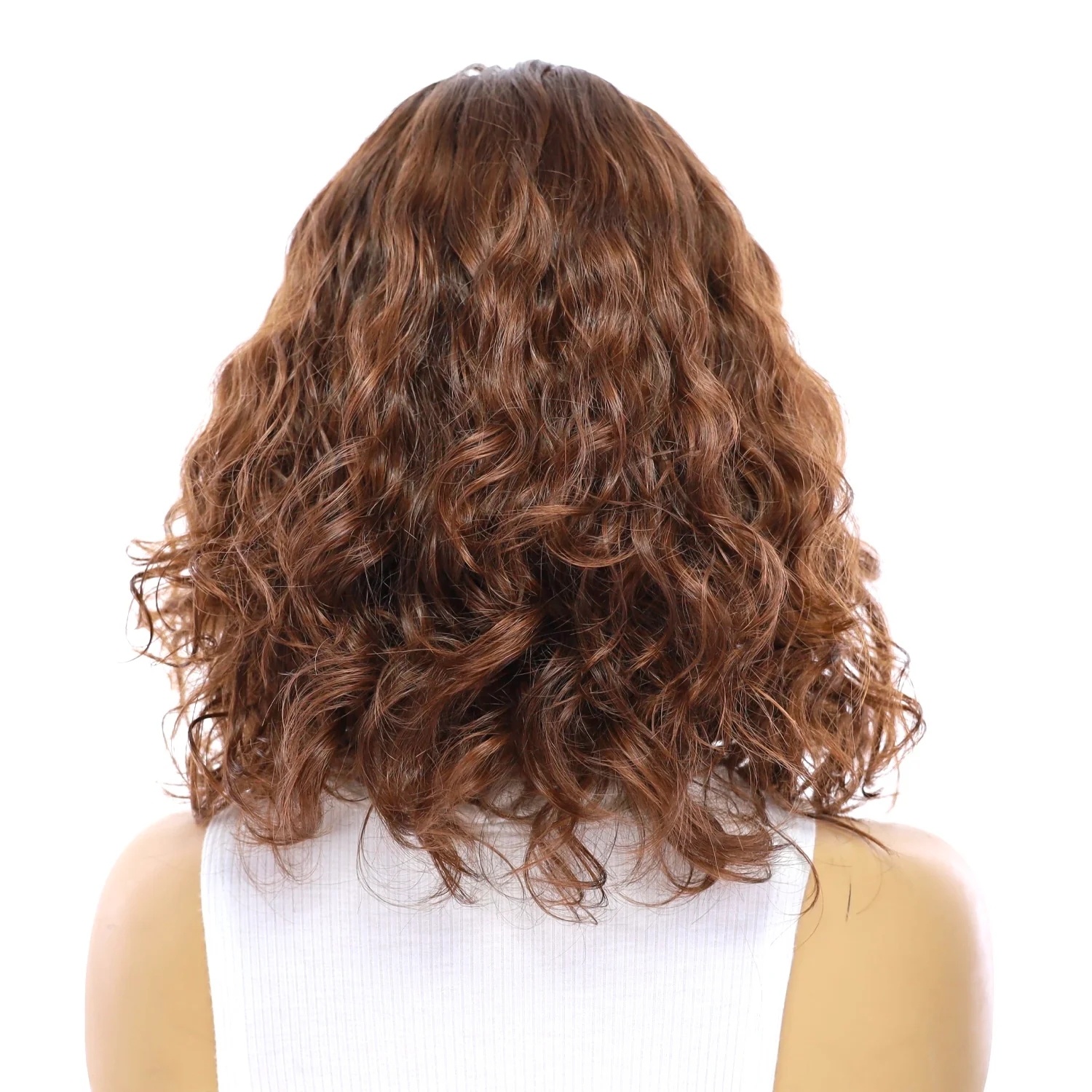 13" Luxe Bob Silk Top Wig #8 Warm Medium Brown Wavy - Image 3