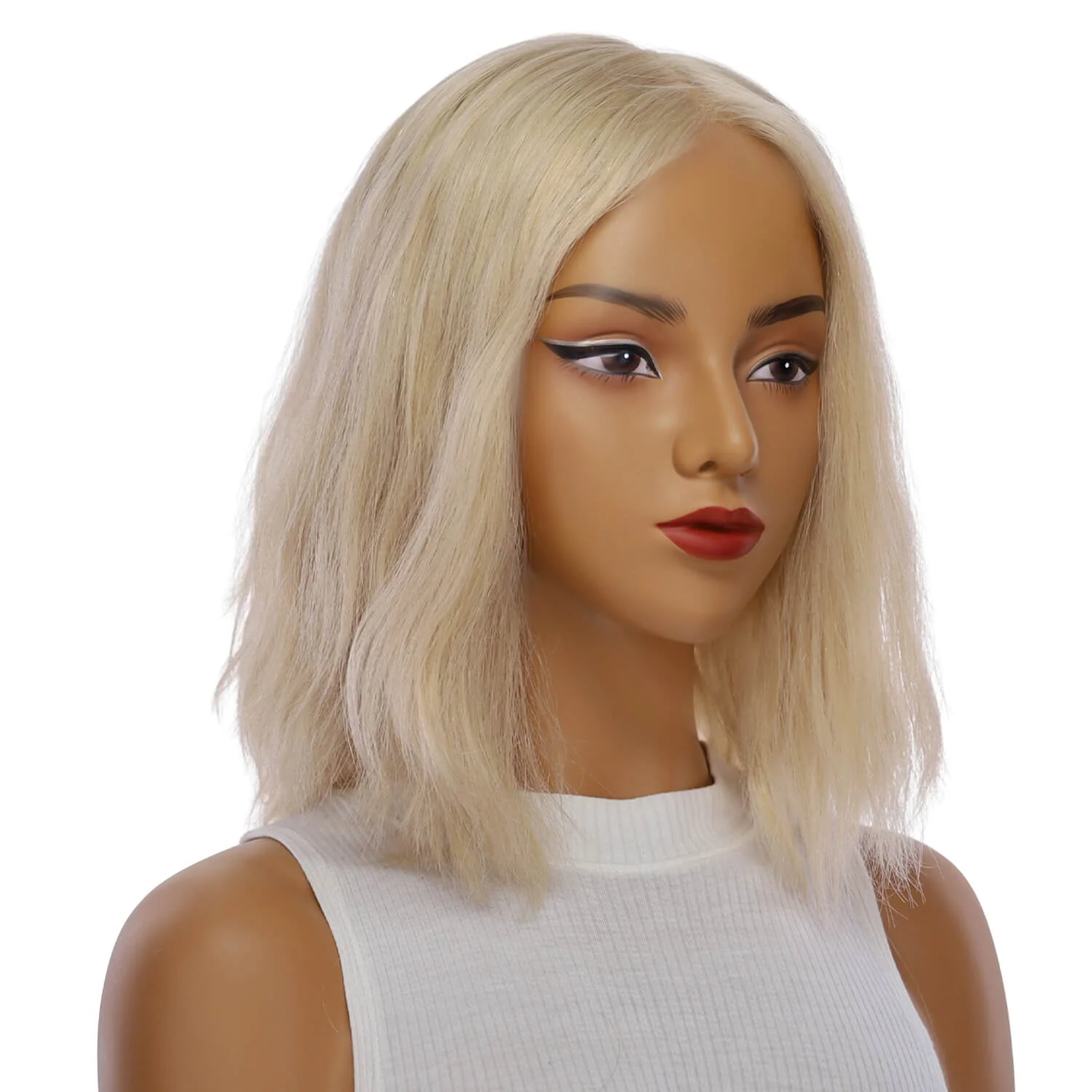 13" Victoria Silk Top Wig Beige Blonde w/ No Rooting Wavy