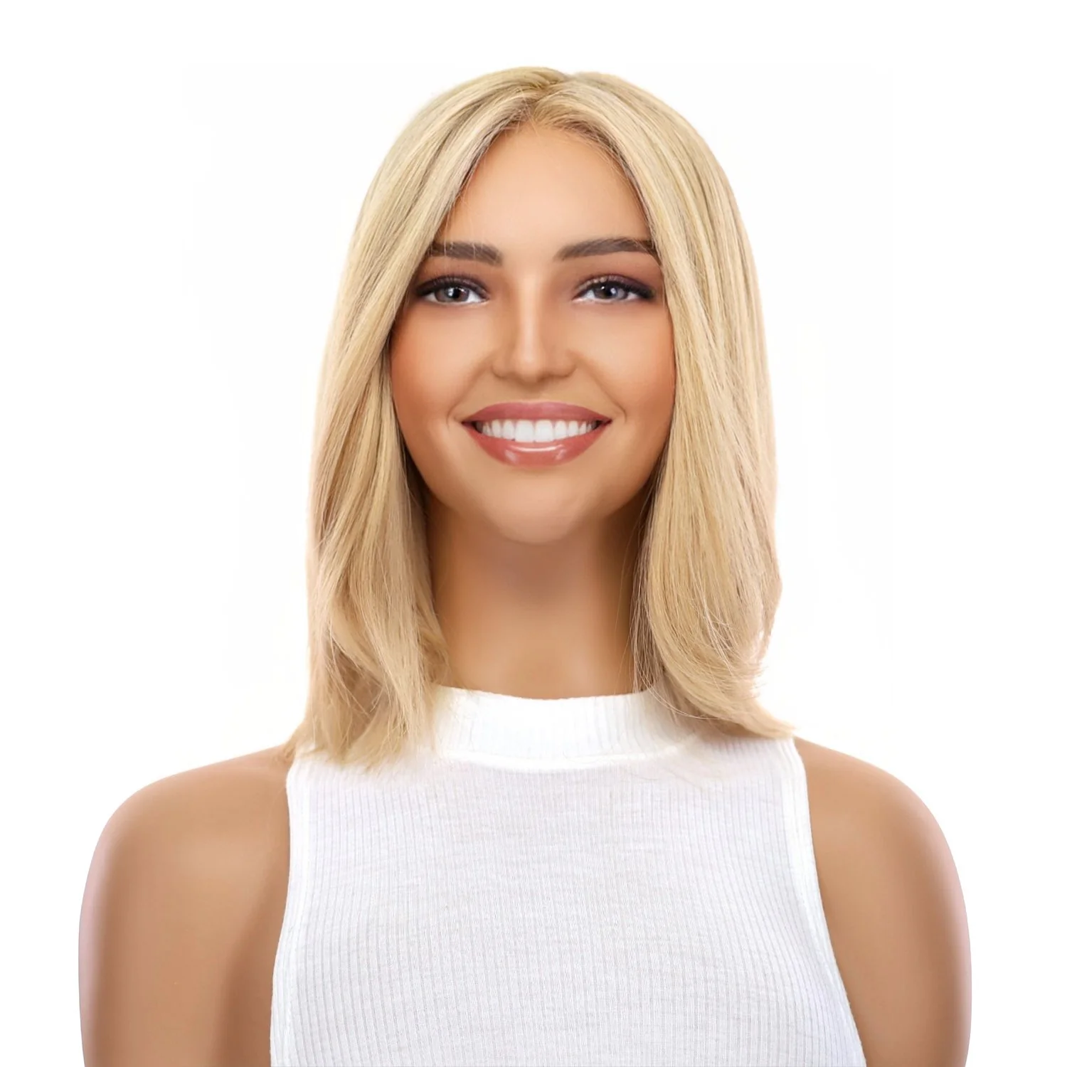 13" Victoria Silk Top Wig Golden Blonde w/ No Rooting - Image 2