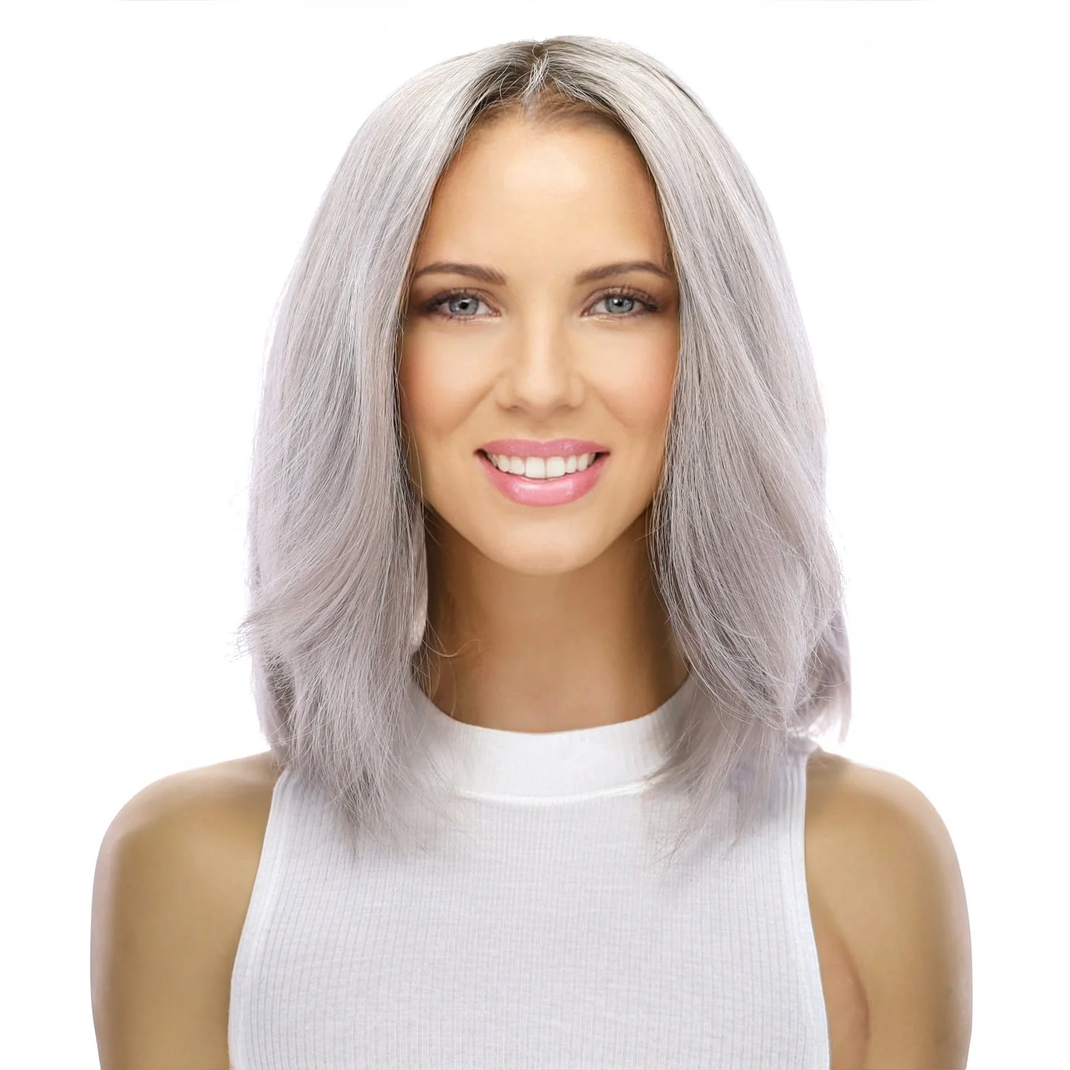 13" Victoria Silk Top Wig Silver Smoke - Image 2