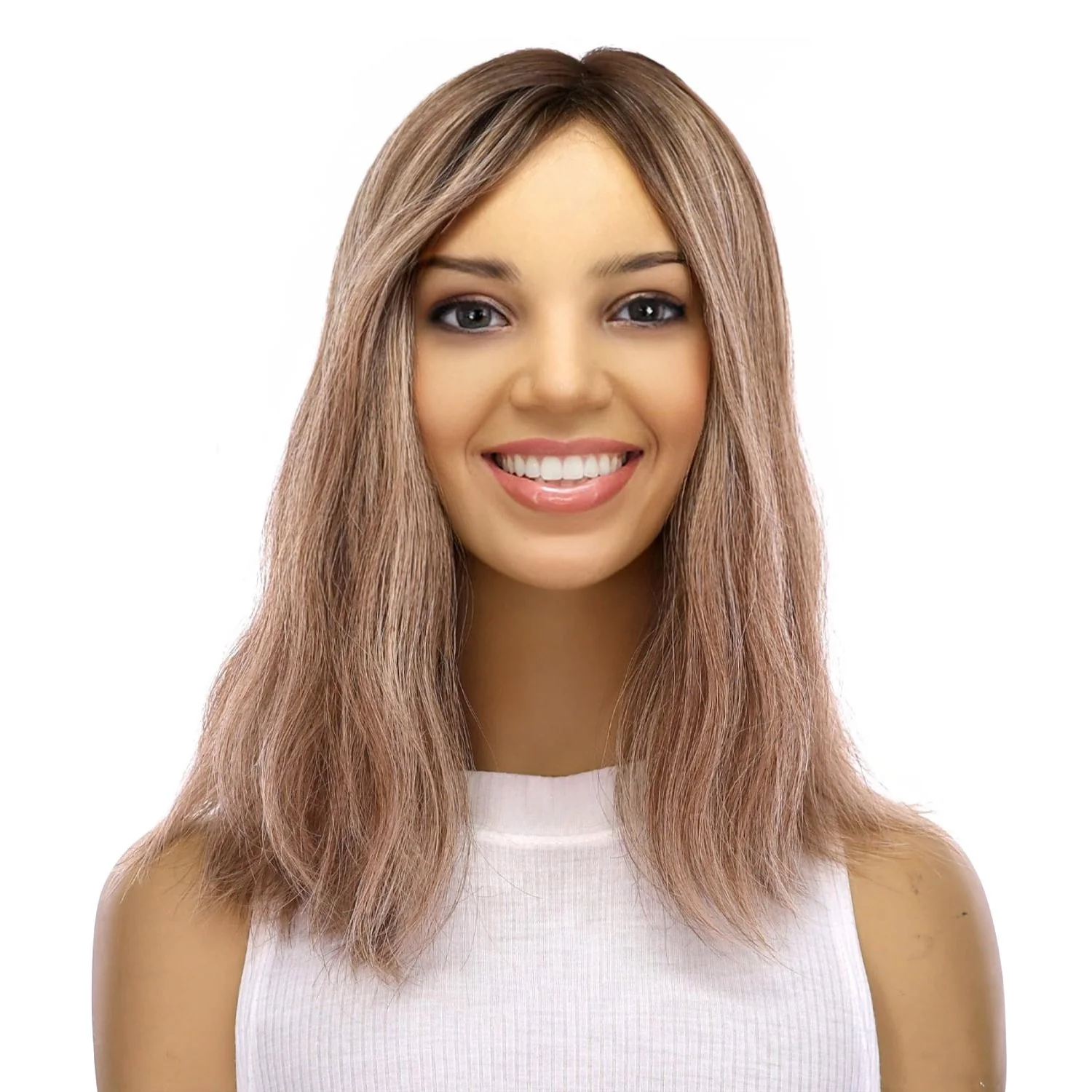 14" Emerald Silk Top Topper Ashy Blonde with Highlights Slightly Wavy - Image 2