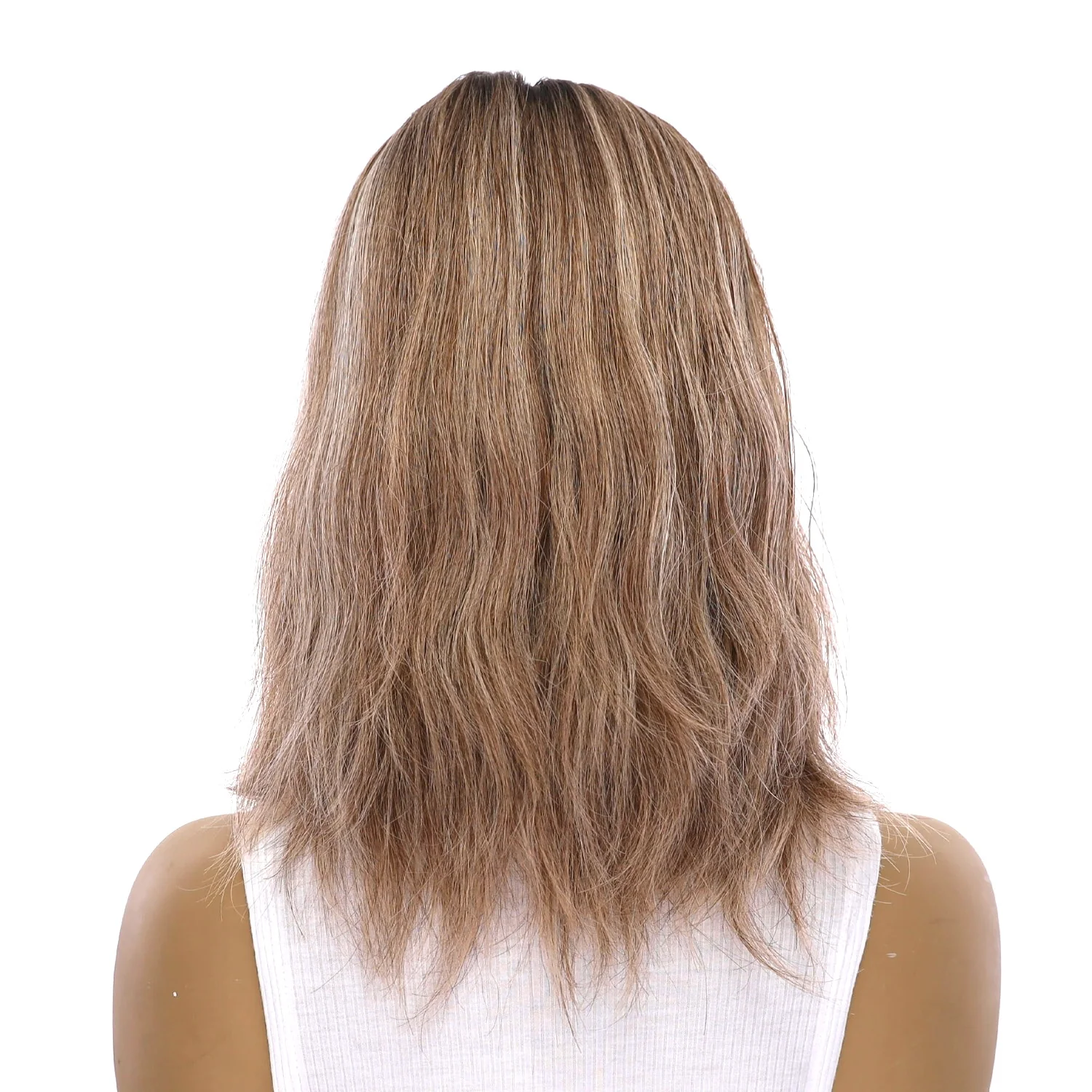 14" Emerald Silk Top Topper Ashy Blonde with Highlights Slightly Wavy - Image 3