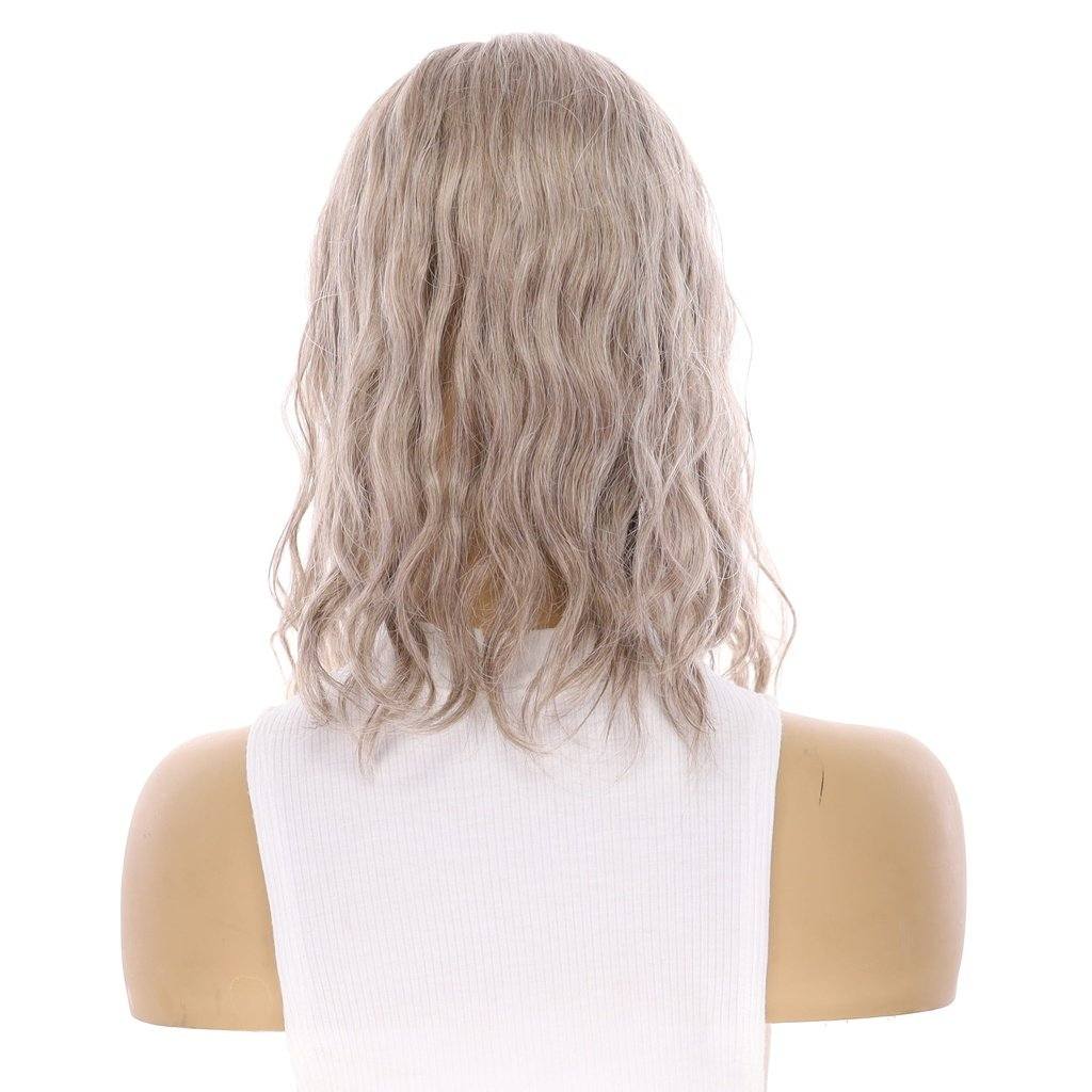 14" Emerald Silk Top Topper Champagne Grey Wavy - Image 3