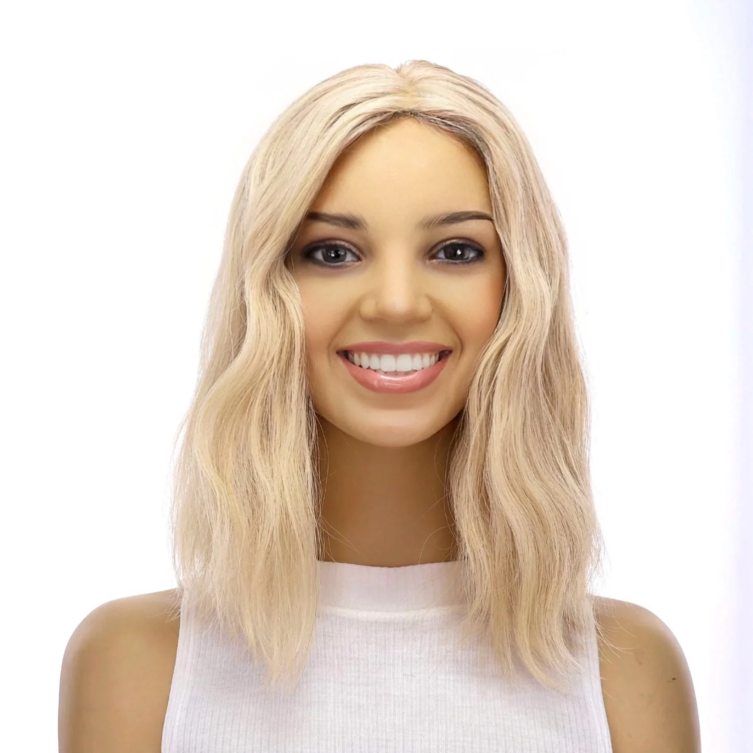 14" Emerald Silk Top Topper Beige Blonde w/ No Rooting Wavy - Image 2