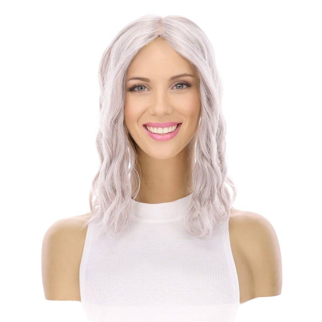 14" Emerald Silk Top Topper Snow Grey Wavy - Image 2