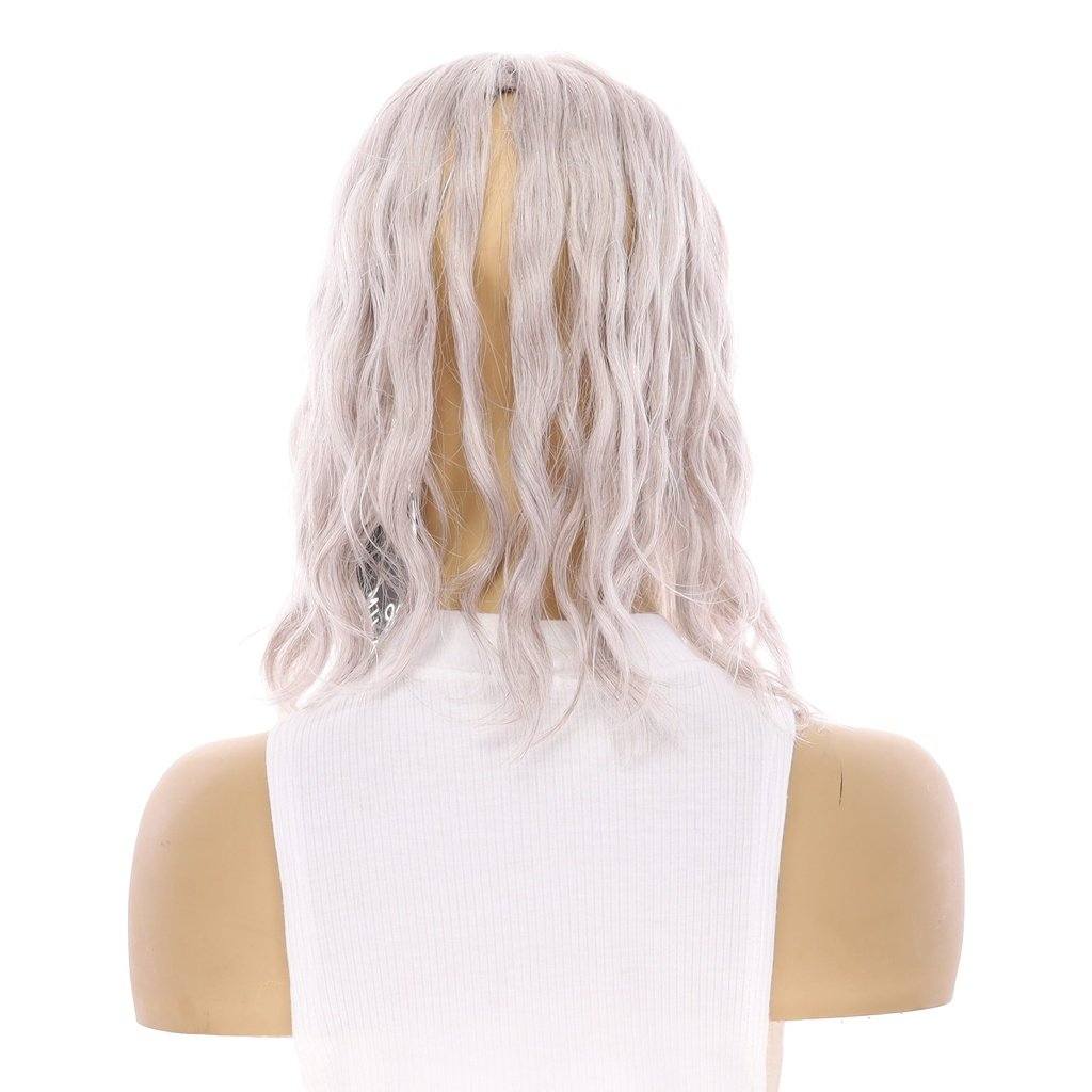 14" Emerald Silk Top Topper Snow Grey Wavy - Image 3