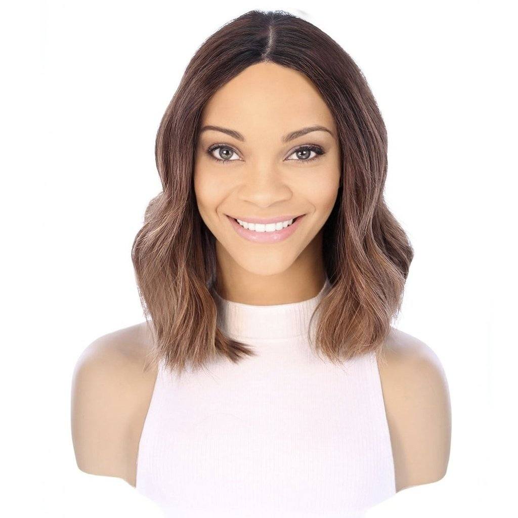 14" Divine Lace Top Wig Medium Brown Balayage w/ Partial Rooting - Image 3