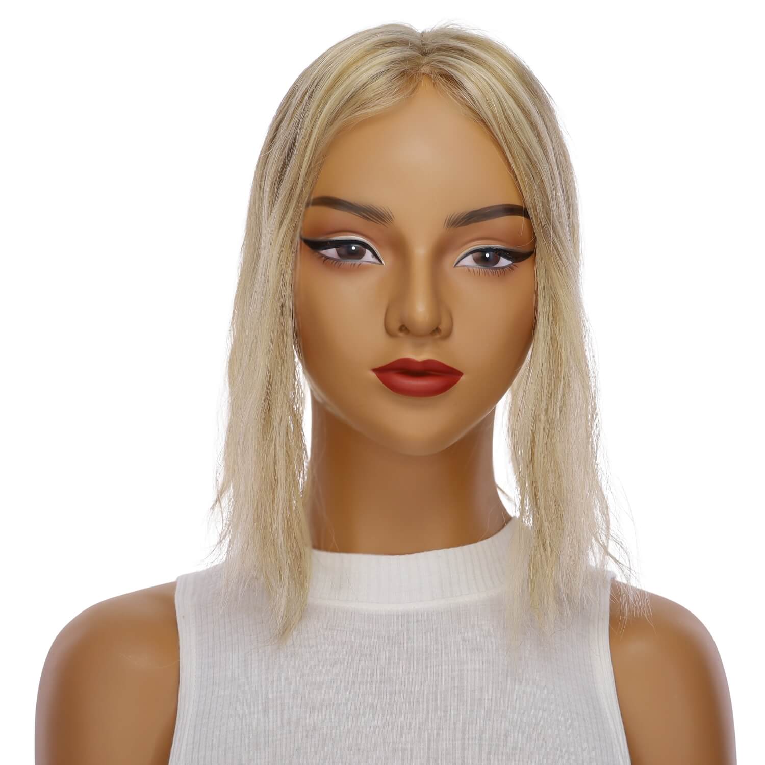 14" Topaz Lace Top Topper Ash Blonde w/ No Rooting Wavy - Image 2