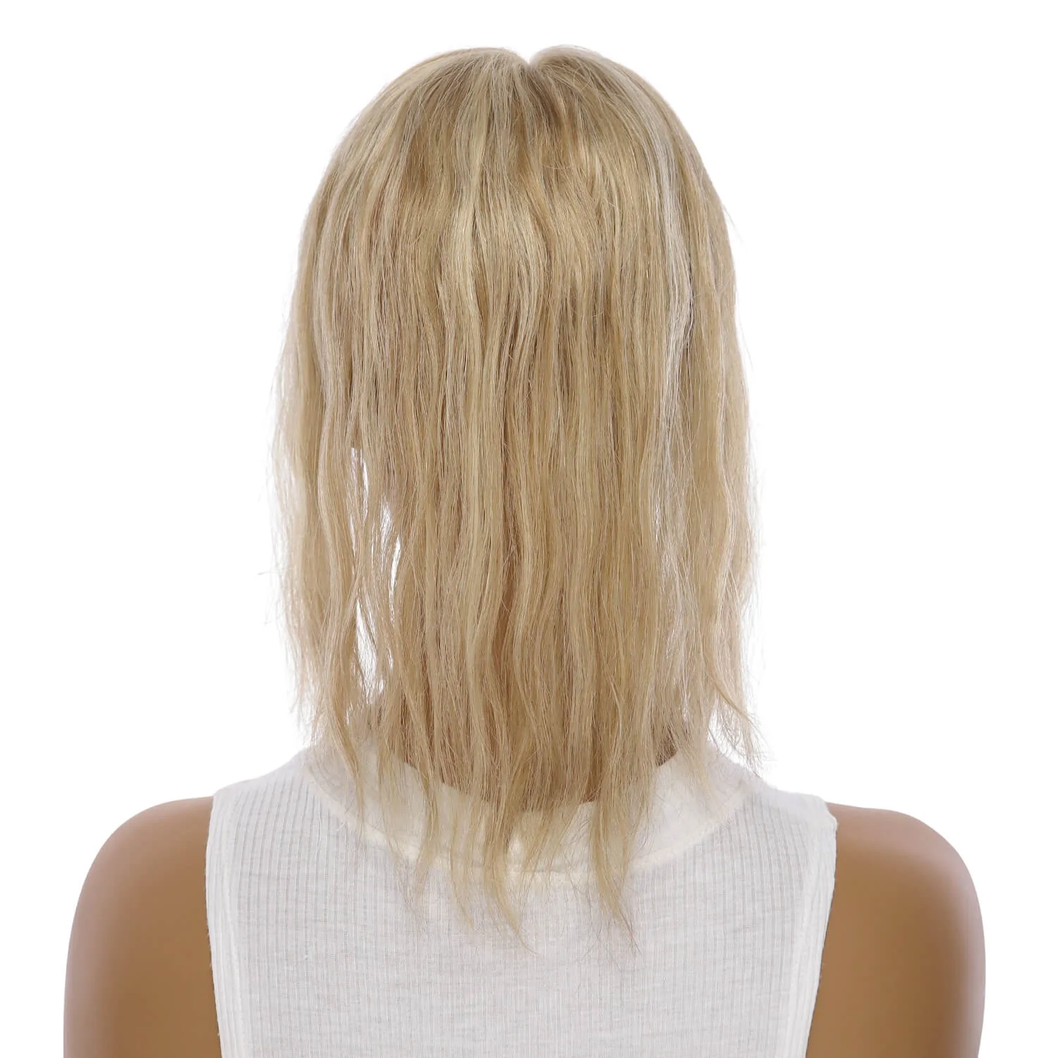 14" Topaz Lace Top Topper Ash Blonde w/ No Rooting Wavy - Image 3