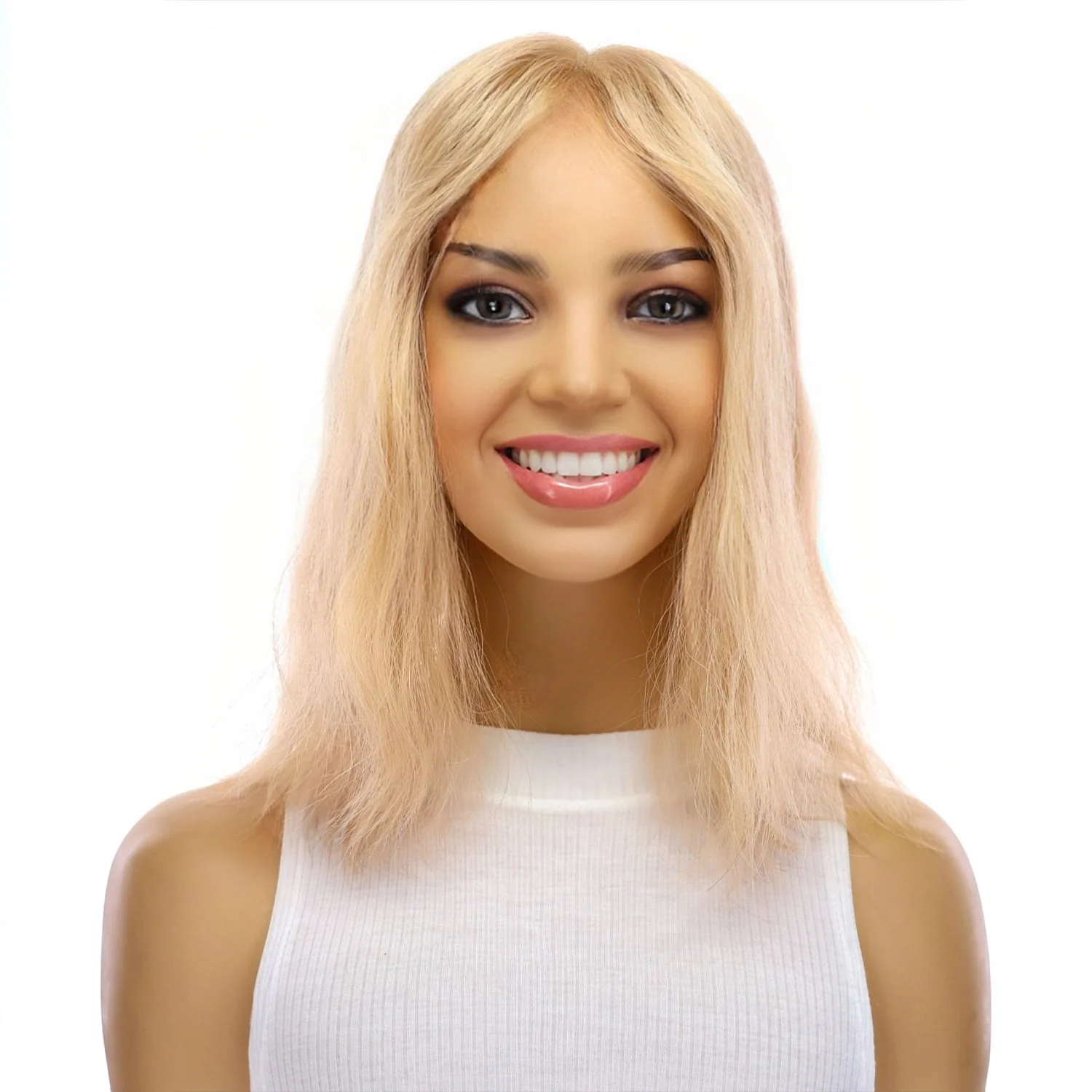 14" Topaz Lace Top Topper Golden Blonde w/ No Rooting Wavy - Image 2