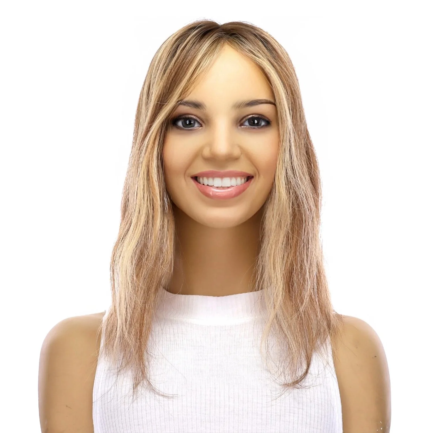 14" Topaz Lace Top Topper Medium Blonde w/ Highlights - Image 2