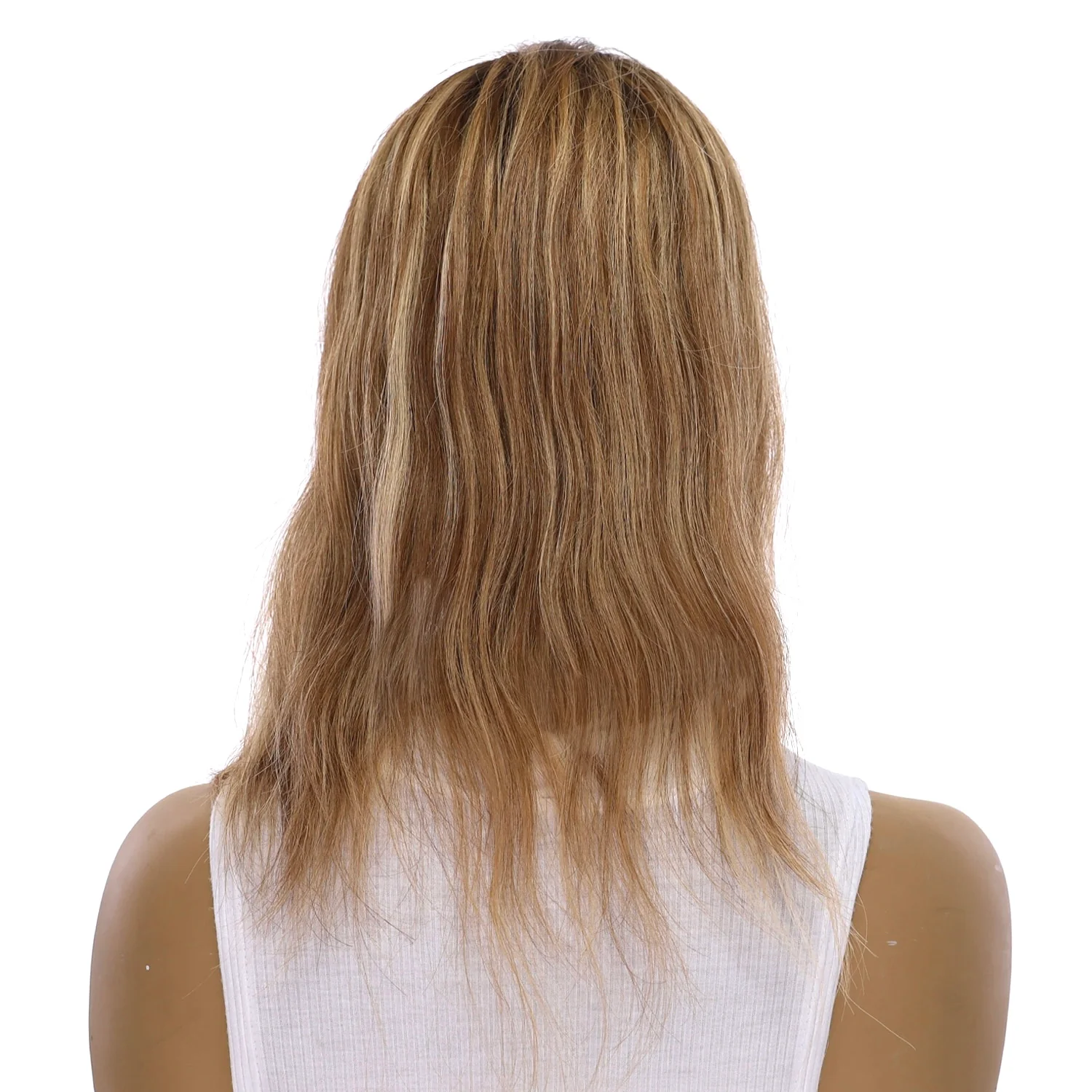 14" Topaz Lace Top Topper Medium Blonde w/ Highlights Slightly Wavy - Image 3
