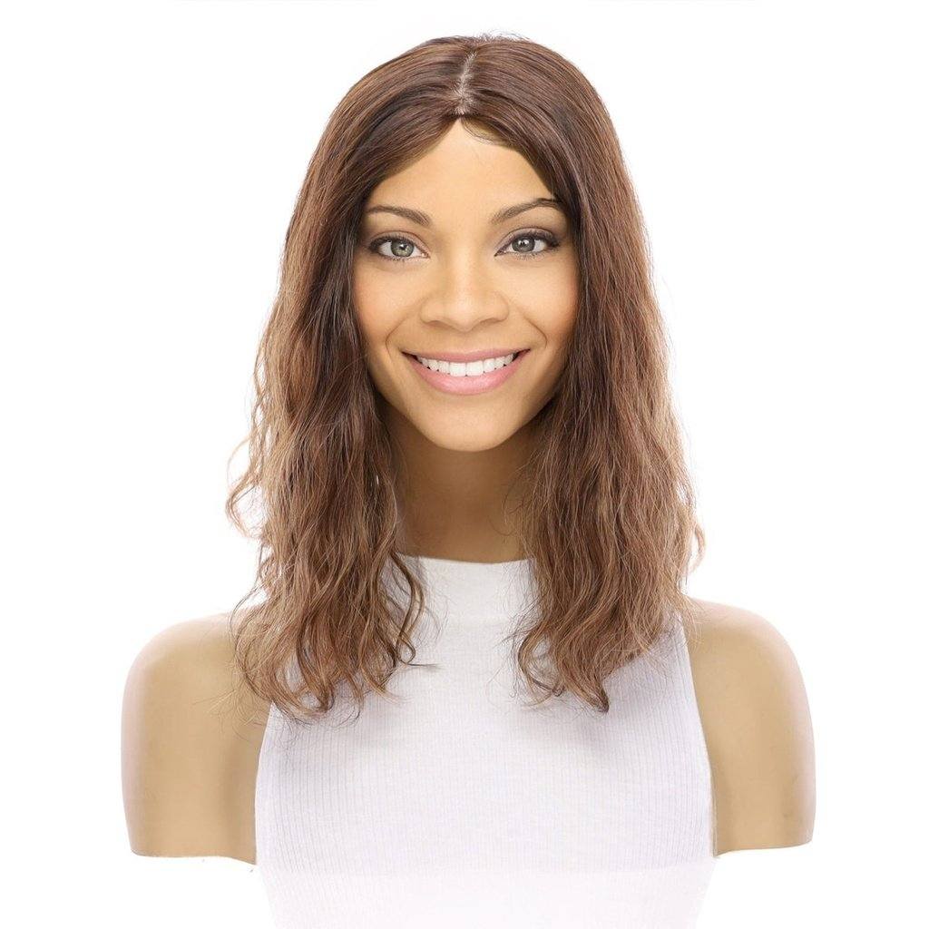 14" Topaz Lace Top Topper Medium Brown Balayage Wavy - Image 2