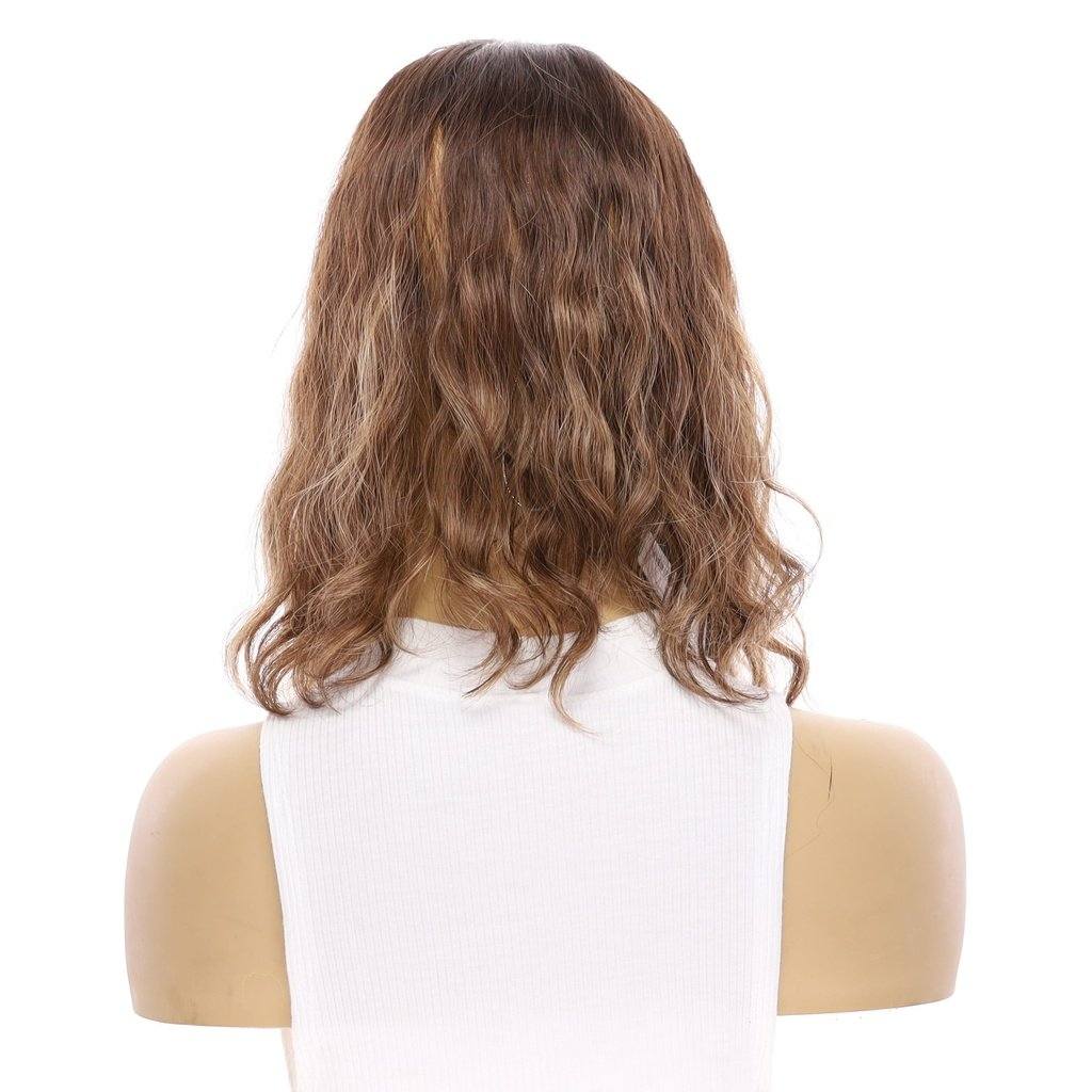 14" Topaz Lace Top Topper Medium Brown Balayage Wavy - Image 3