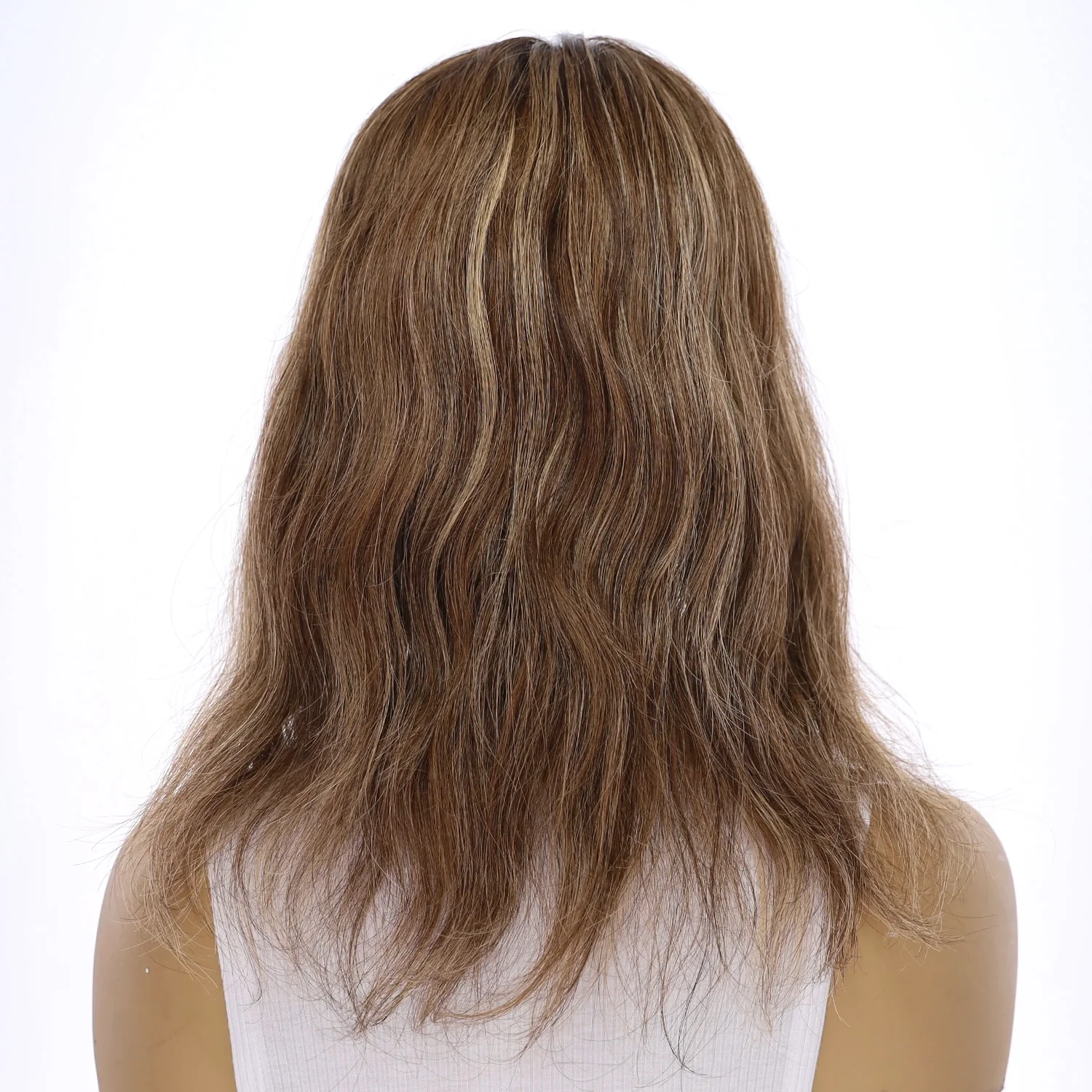 14" Topaz Lace Top Topper Medium Brown w/ Highlights Wavy - Image 3