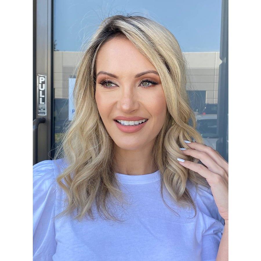 14" Topaz Lace Top Topper Platinum Blonde w/ Partial Rooting - Image 2